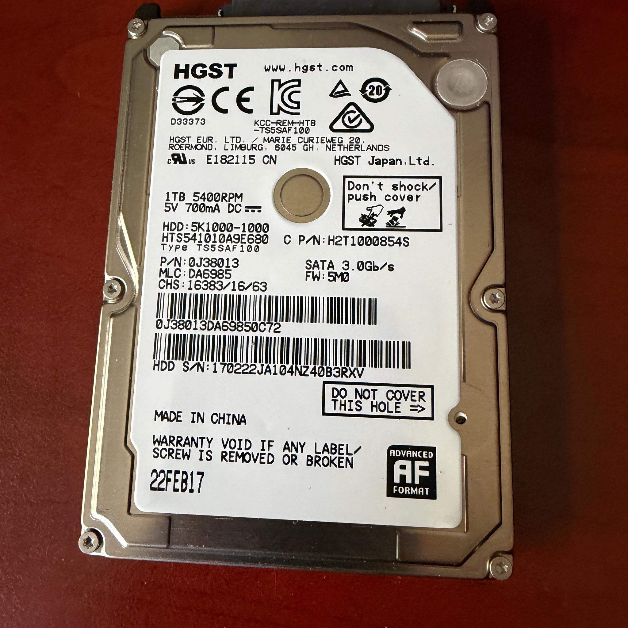 HGST 1TB 5400RPM Drive