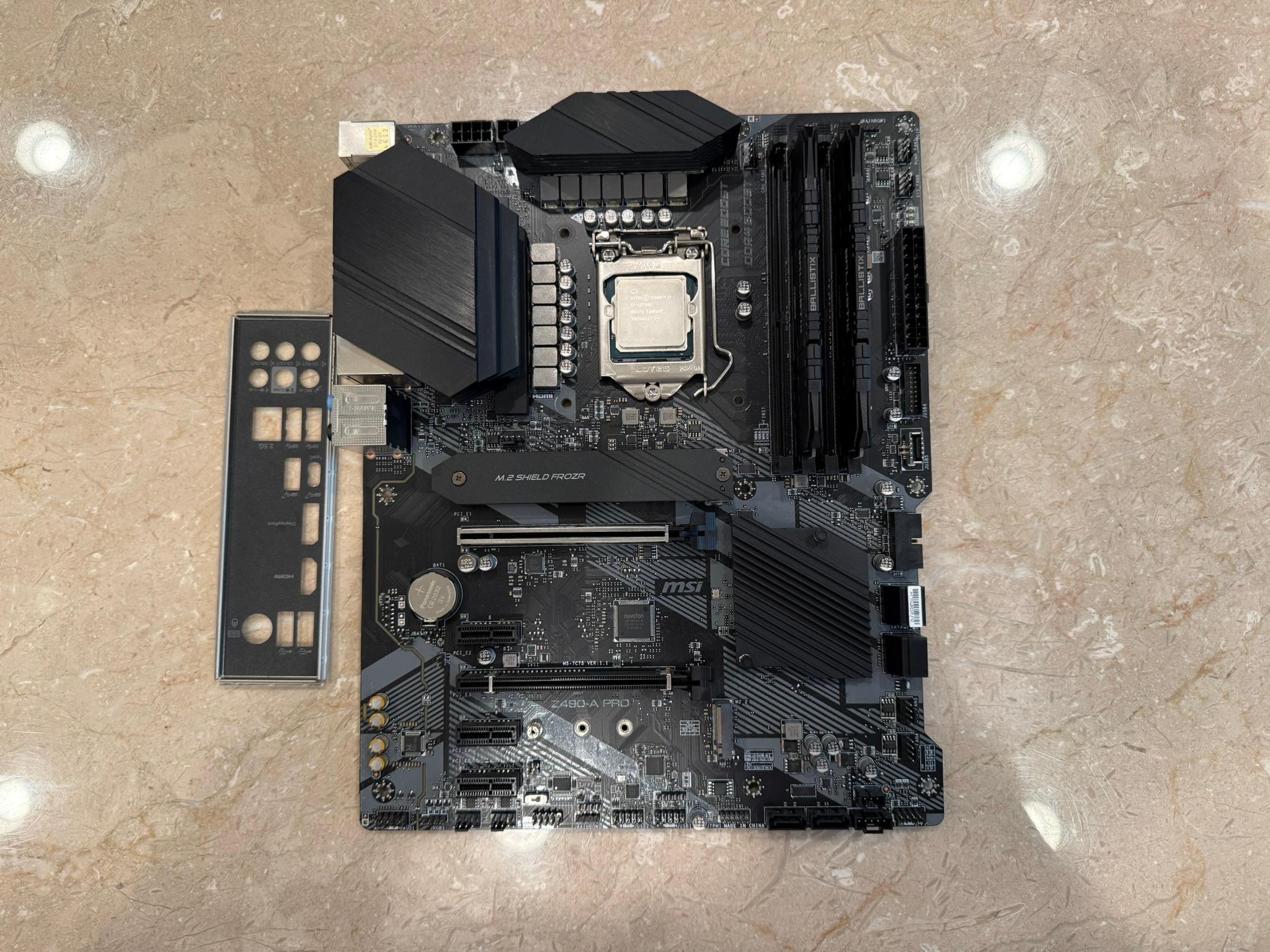 Intel Core i7 10700K CPU + MSI Z490-A Pro Motherboard + 16 GB Crucial Ballistix DDR4 RAM