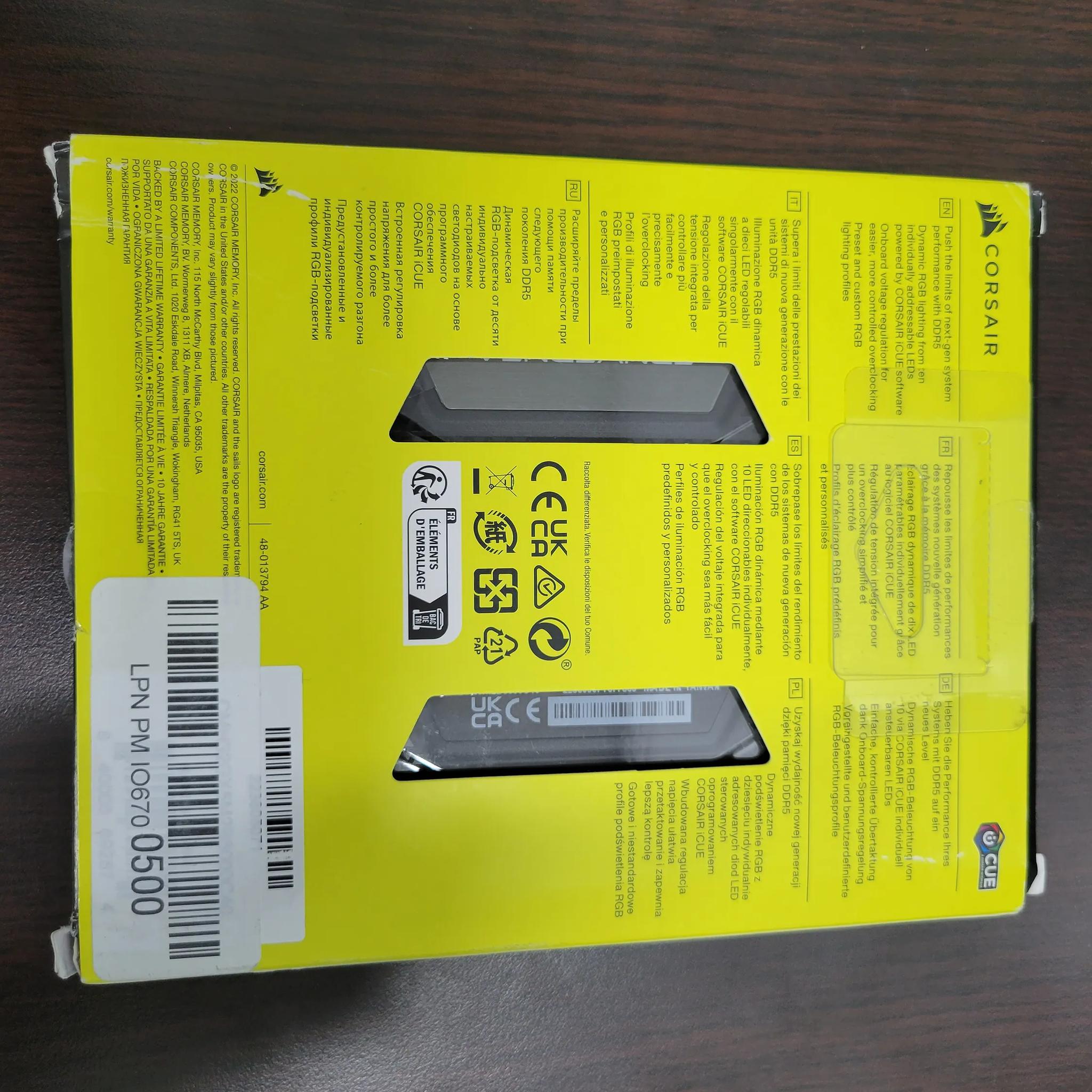 Corsair Vengeance ddr5 32 gb kit 16GB x2 6000 mhz led