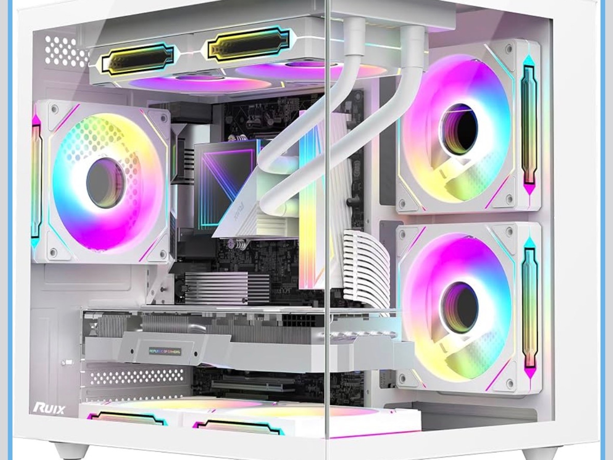 RUIX OV502 M-ATX Mini-Tower PC Case, Pre-Installed 3 x 120mm Fans