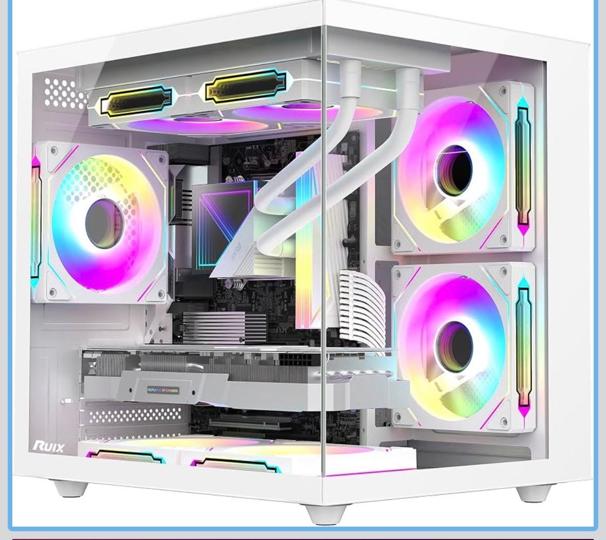 RUIX OV502 M-ATX Mini-Tower PC Case, Pre-Installed 3 x 120mm Fans
