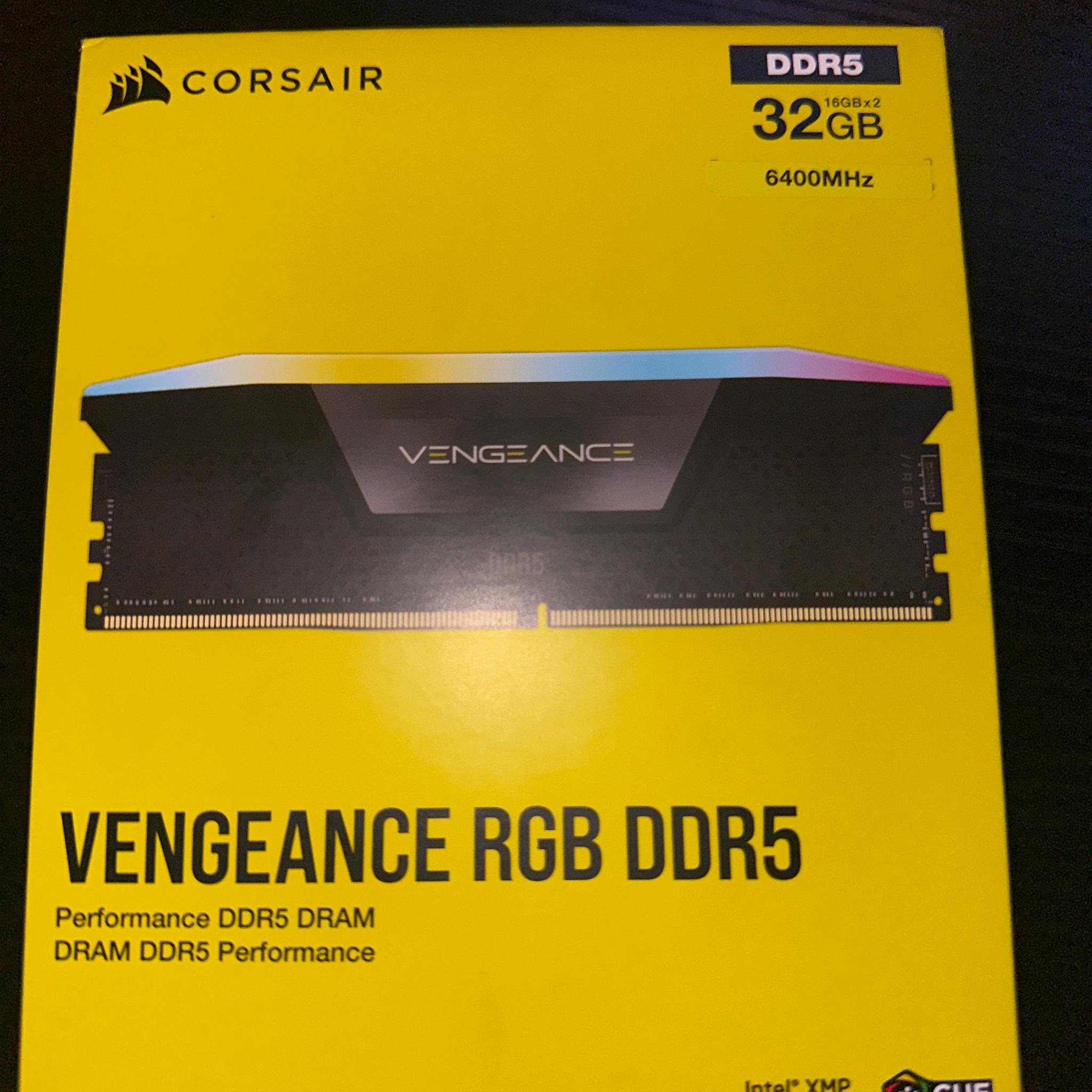 CORSAIR Vengeance RGB DDR5 RAM 32GB (2x16GB) Up to 6400MHz CL36-48-48-104 1.35V