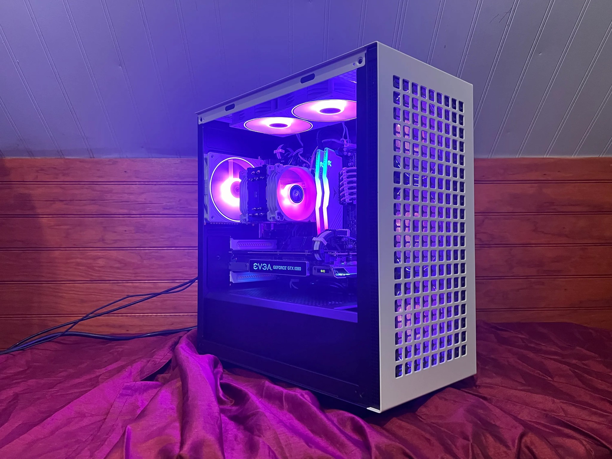 "The Star" 5600x, GTX 1080, black and white gaming pc with 32gb ram, WI-FI, and free headset