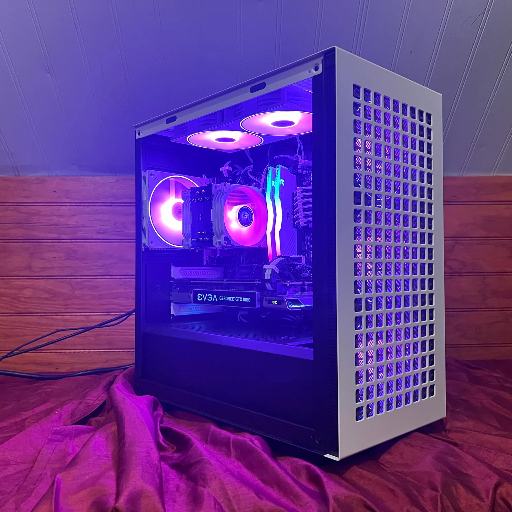 "The Star" 5600x, GTX 1080, black and white gaming pc with 32gb ram, WI-FI, and free headset