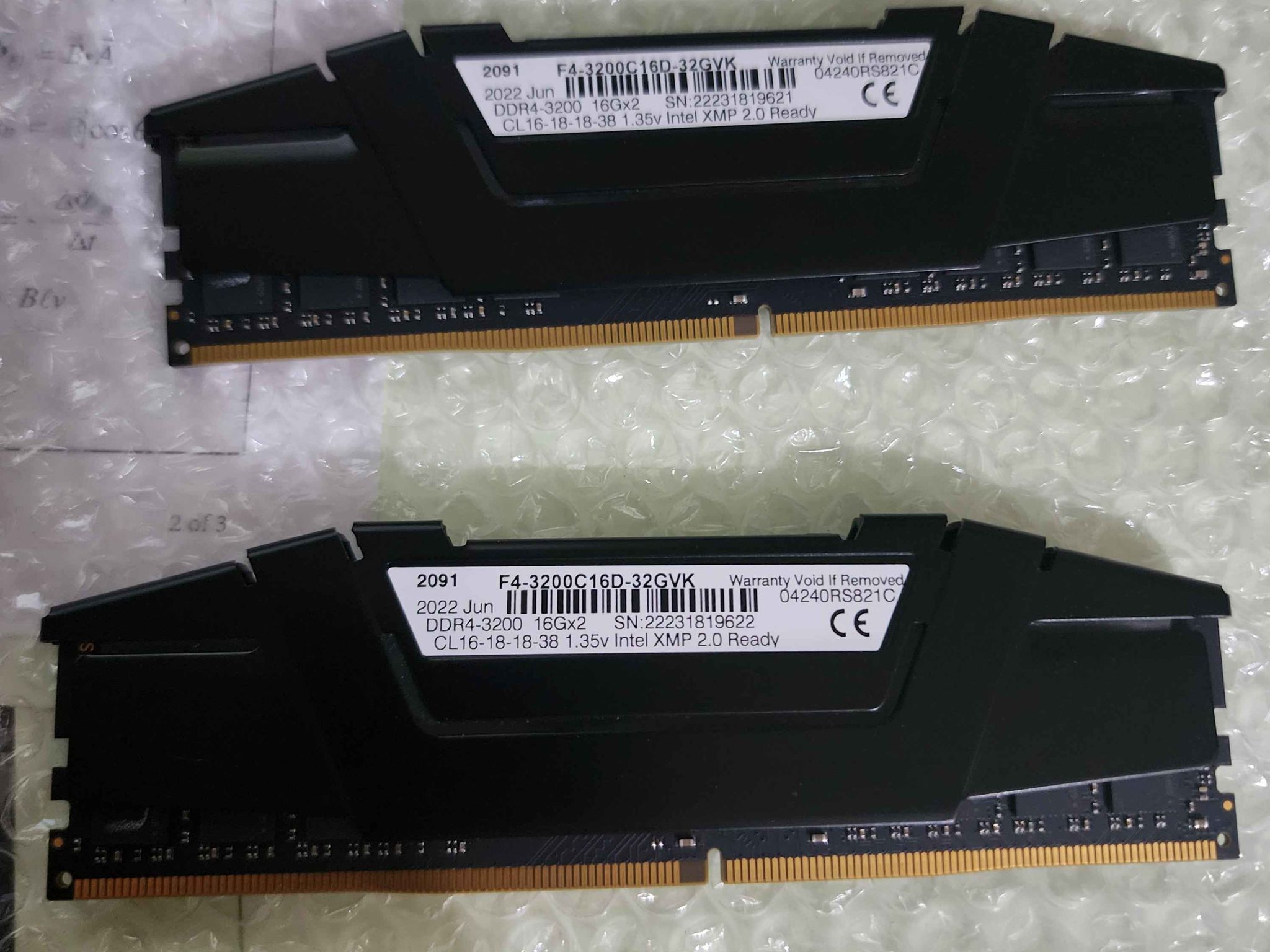 G.SKILL Ripjaws V Series (Intel XMP) DDR4 RAM 16GB (2x8GB) 3600MT/s CL16-19-19-39 1.35V