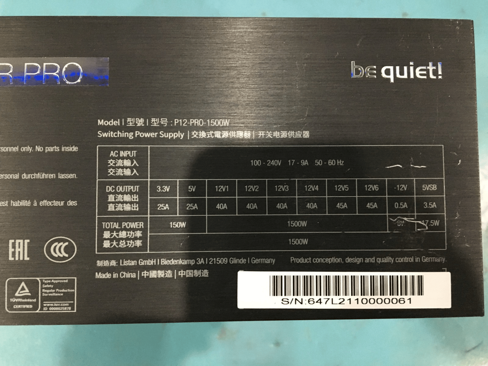 be quiet! Dark Power Pro 12 1500W 80+ Titanium Modular ATX PSU Used - Read