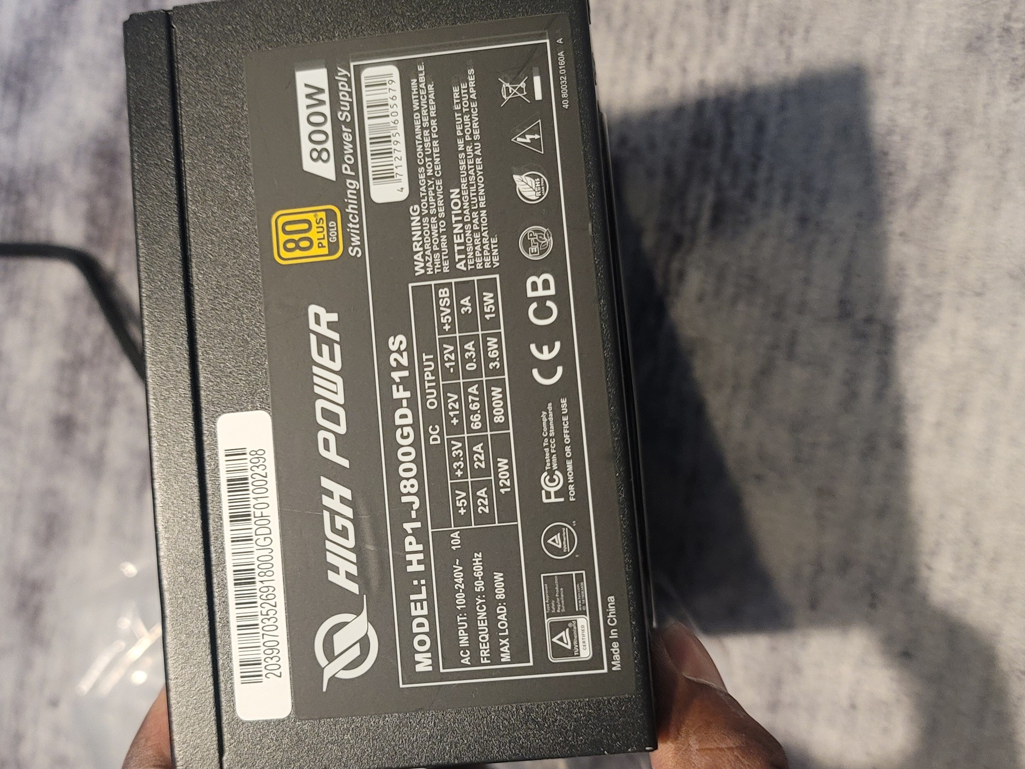 High Power 80 Plus Gold 800W PSU