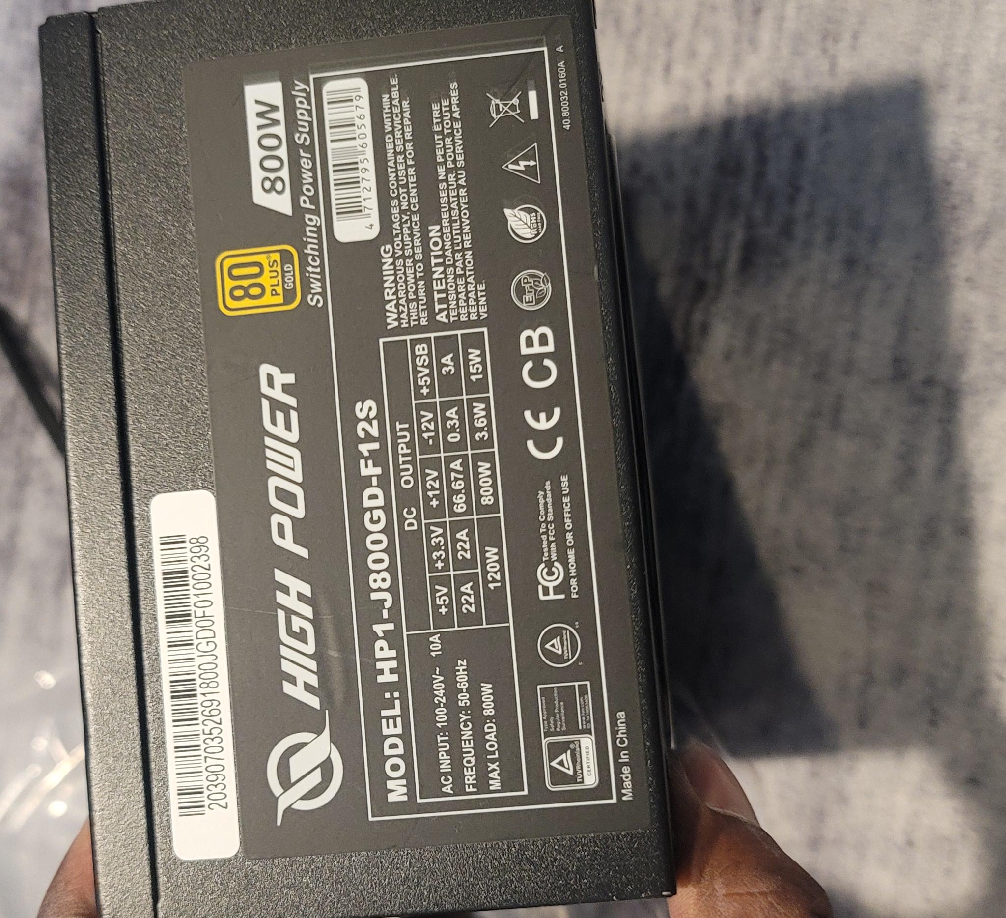 High Power 80 Plus Gold 800W PSU