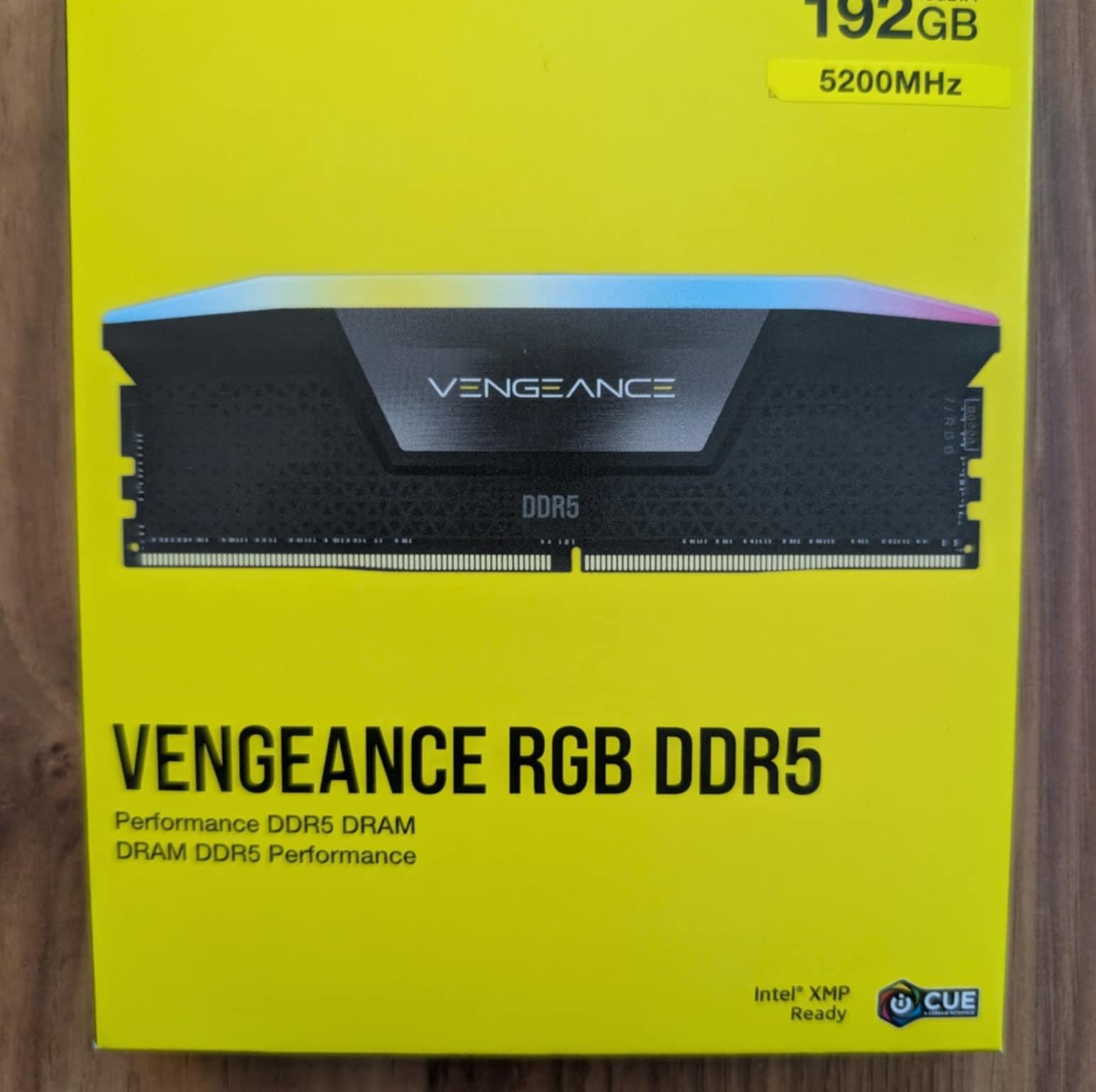 CORSAIR VENGEANCE RGB DDR5 RAM 192GB (4x48GB) 5200MHz CL38 Intel XMP iCUE Compatible Computer Memory