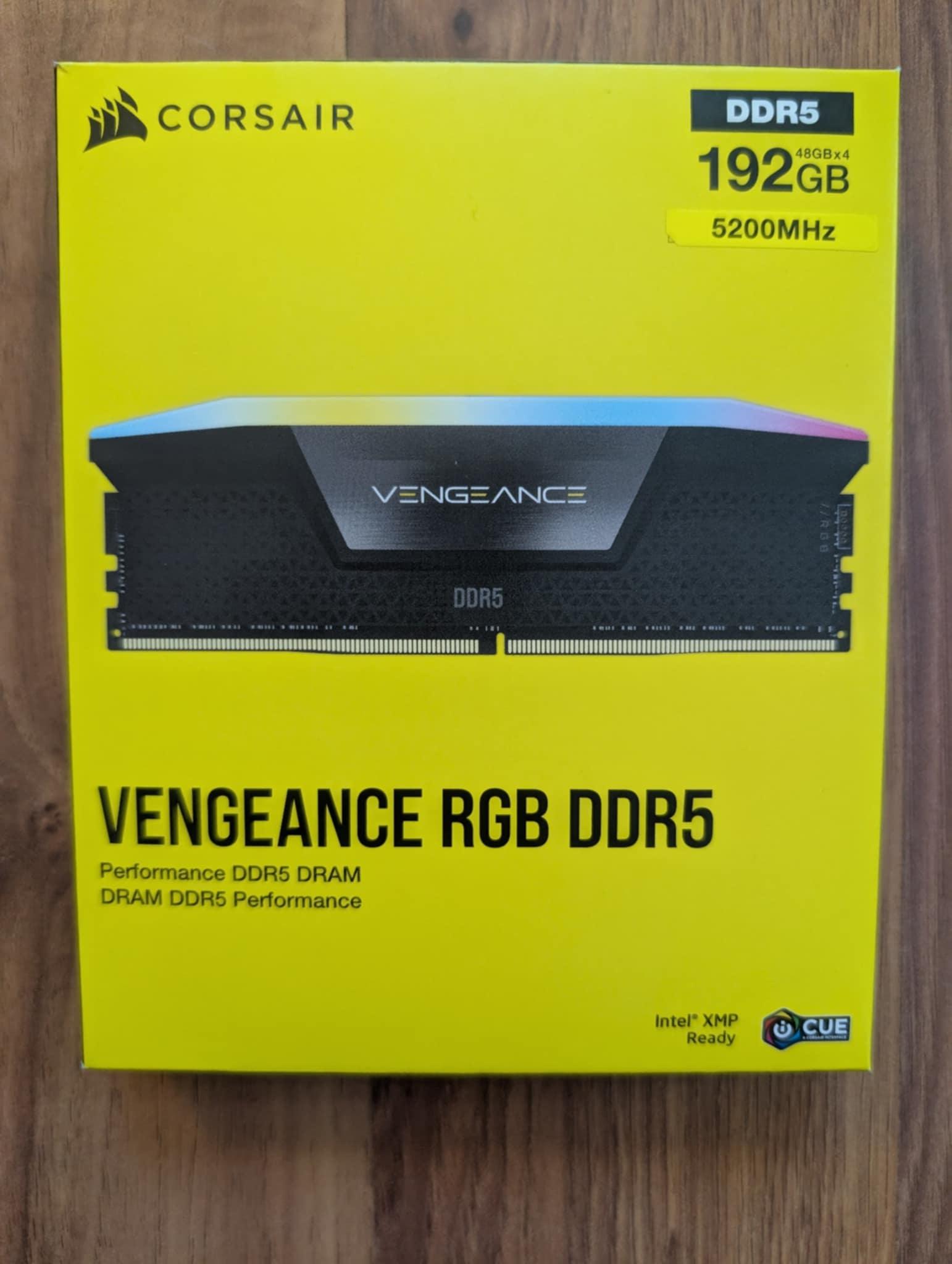 CORSAIR VENGEANCE RGB DDR5 RAM 192GB (4x48GB) 5200MHz CL38 Intel XMP iCUE Compatible Computer Memory