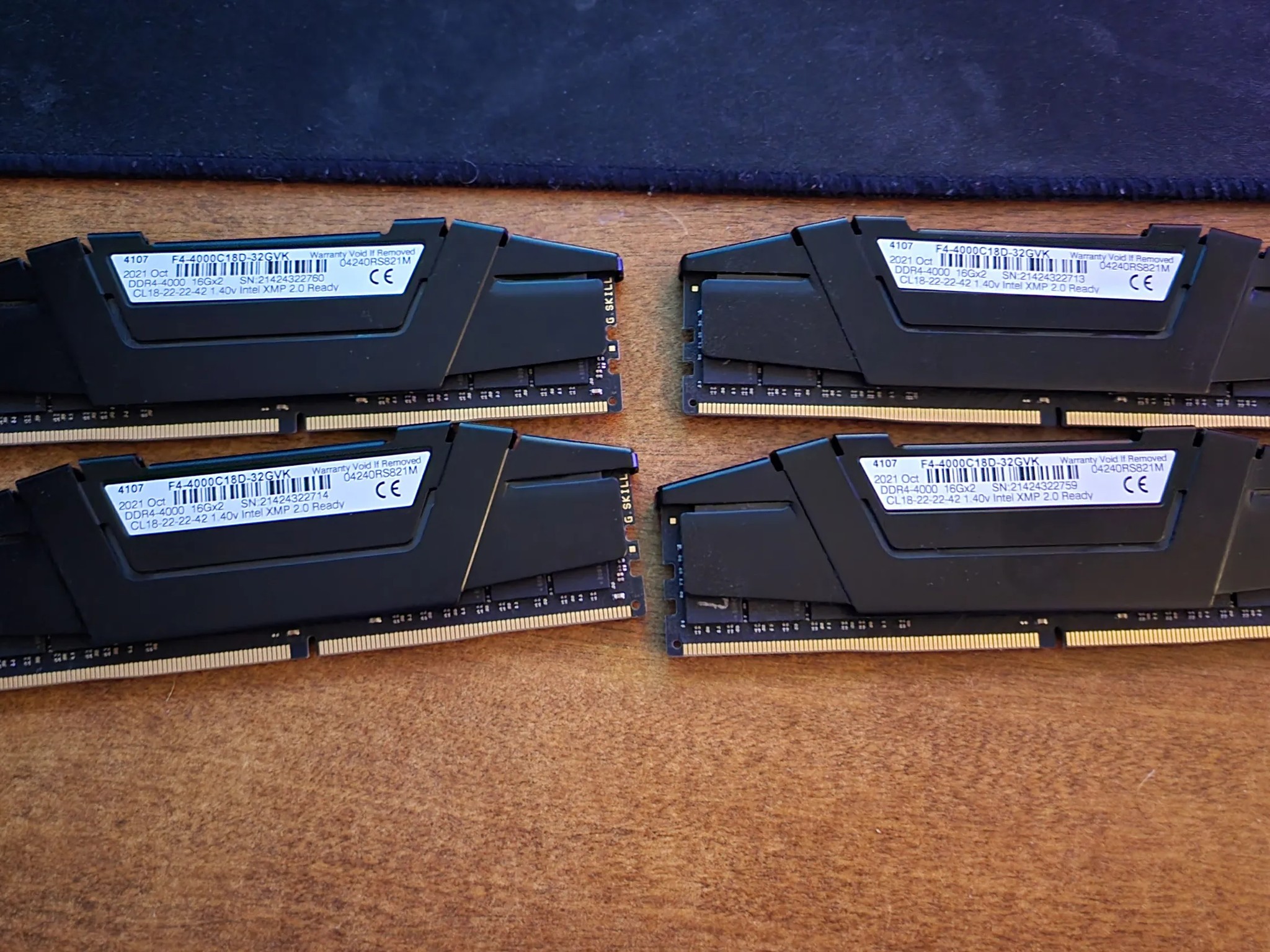 64GBs DDR4-4000 GSKILL RAM CL18-22-22-42