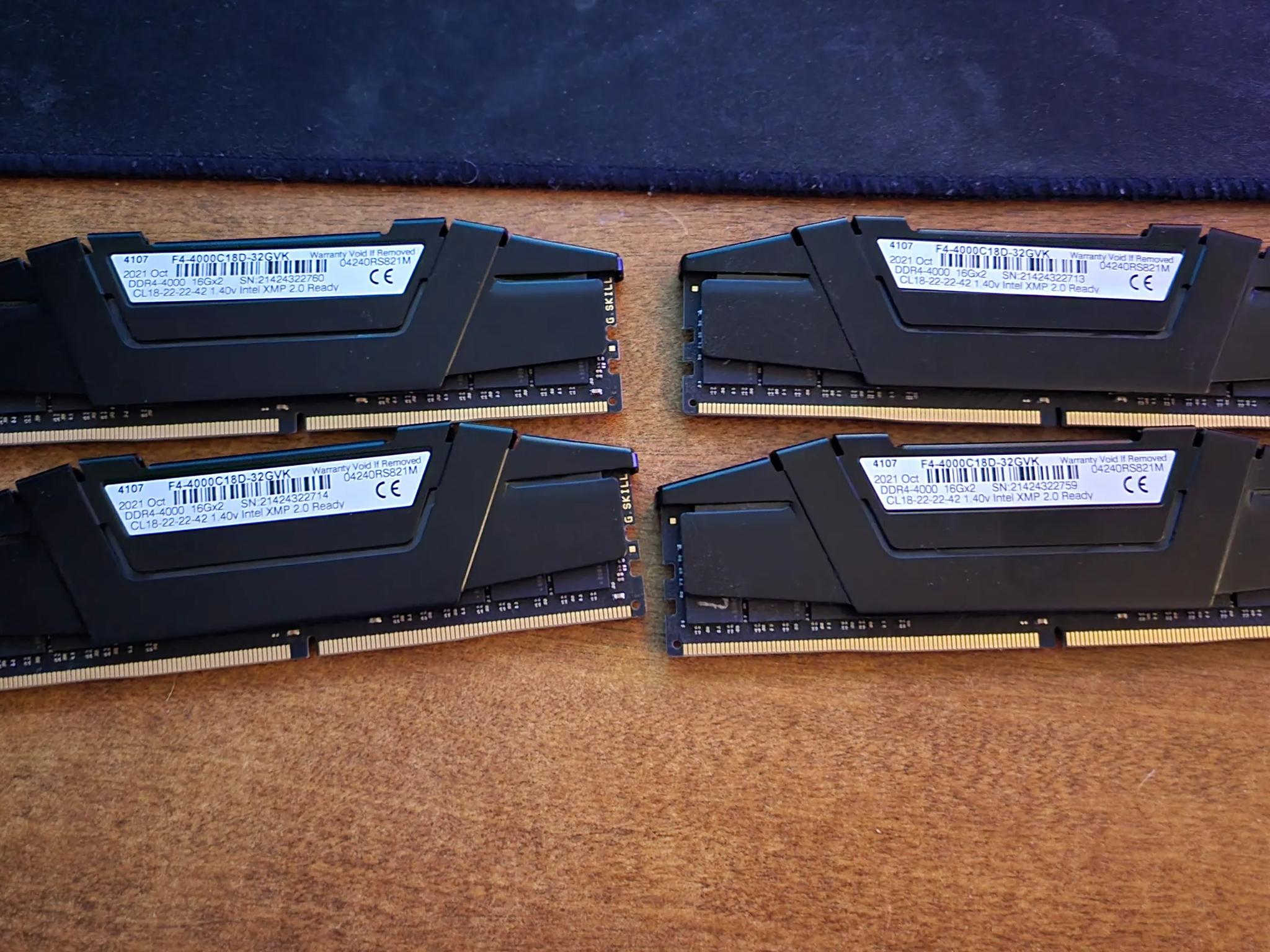 64GBs DDR4-4000 GSKILL RAM CL18-22-22-42