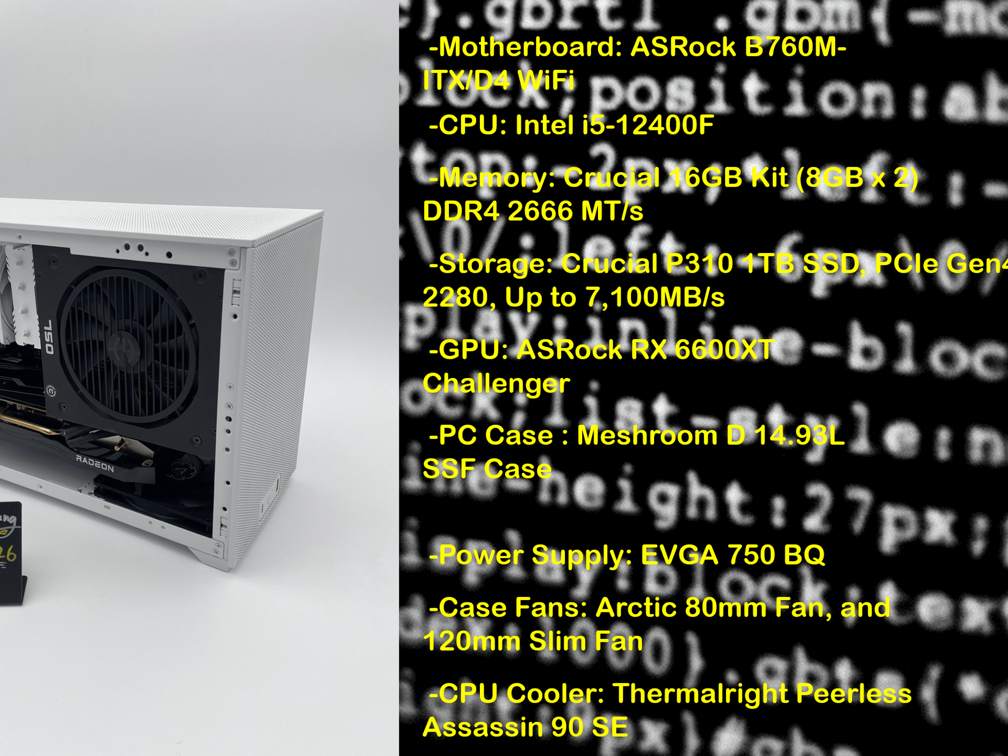 "Light Core" | i5-12400F | 6600XT | Crucial DDR4 16GB | Crucial 1TB Storage