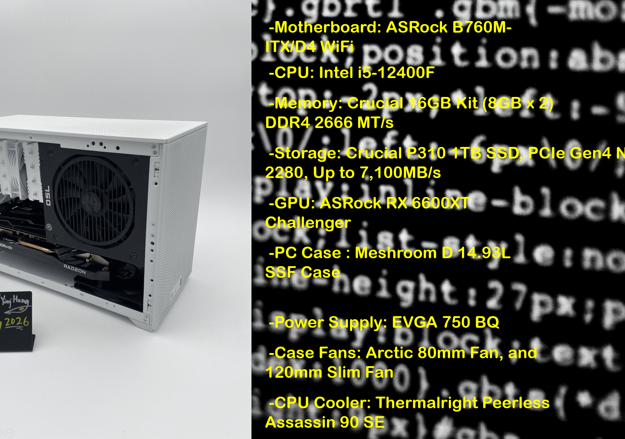"Light Core" | i5-12400F | 6600XT | Crucial DDR4 16GB | Crucial 1TB Storage