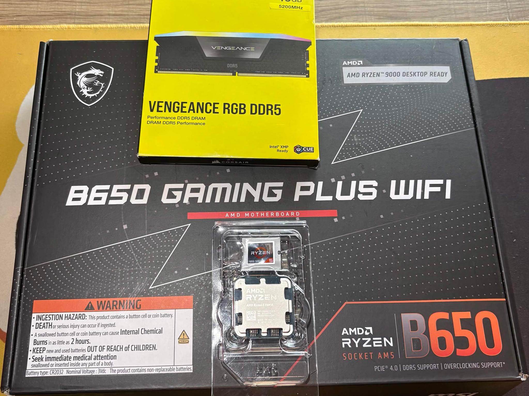 ⚡ AM5 Combo – Ryzen 5 7600X + B650 WiFi + 16GB DDR5 RGB