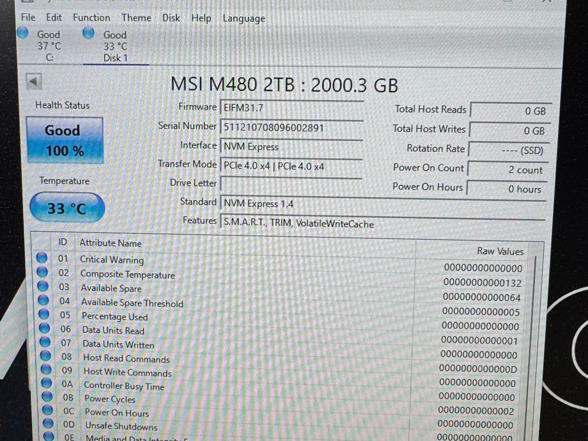 MSI SPATIUM M480 2TB PCIe 4.0 NVMe M.2 2280 Internal SSD 7000 MB/s