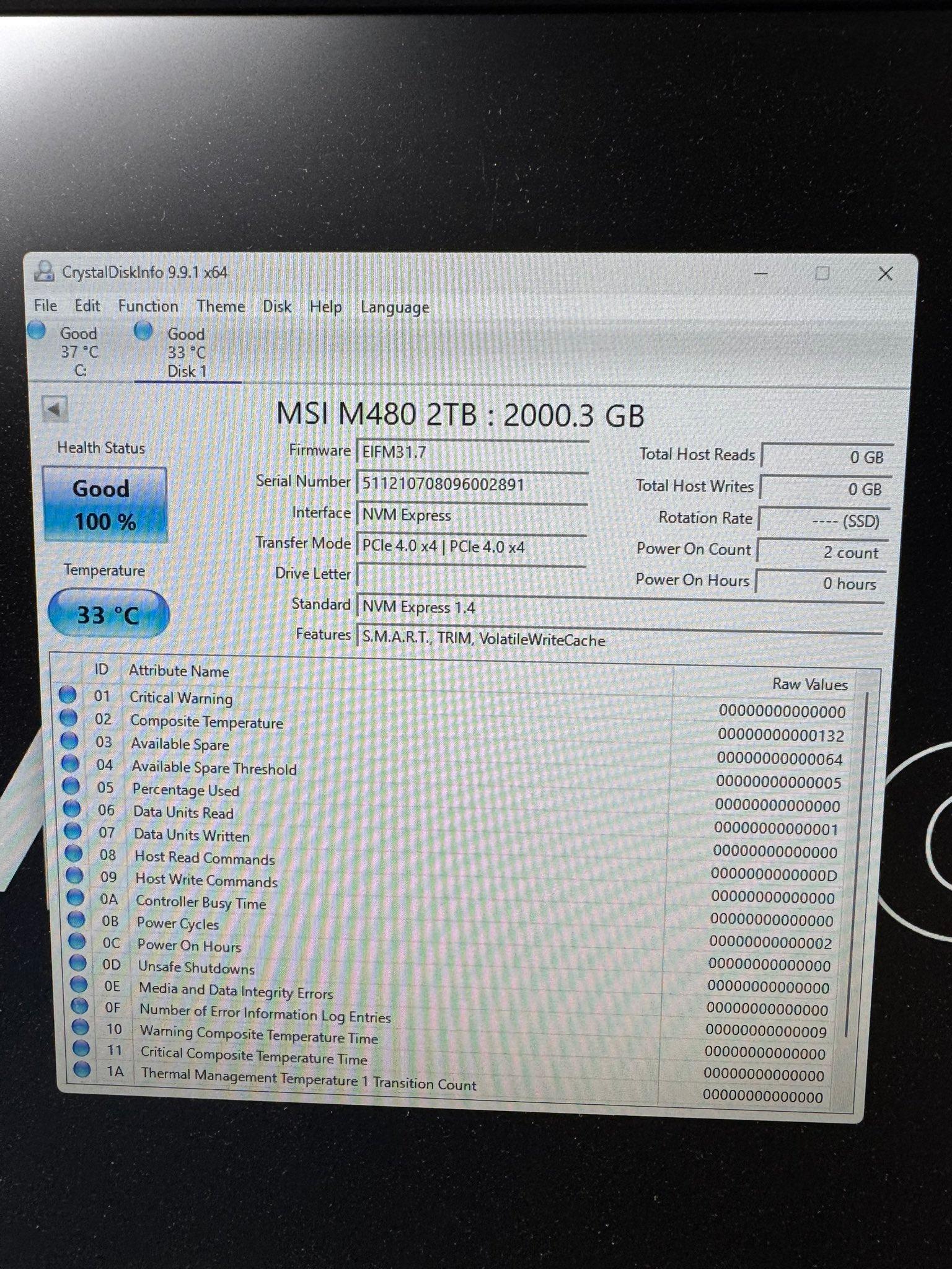 MSI SPATIUM M480 2TB PCIe 4.0 NVMe M.2 2280 Internal SSD 7000 MB/s