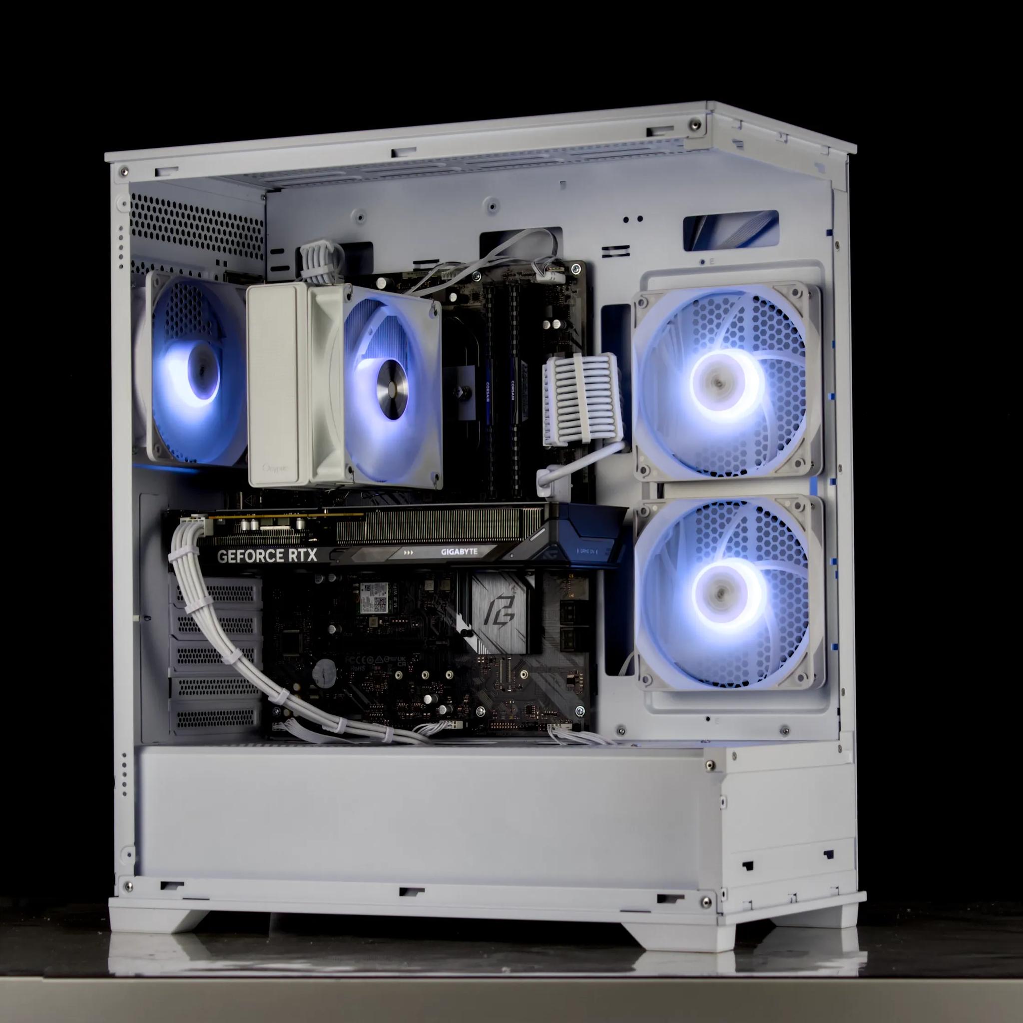 Clean White Gaming PC – RTX 5060, Ryzen 5 5600X, 32GB, 1TB SSD - RGB, WiFi, BlueTooth