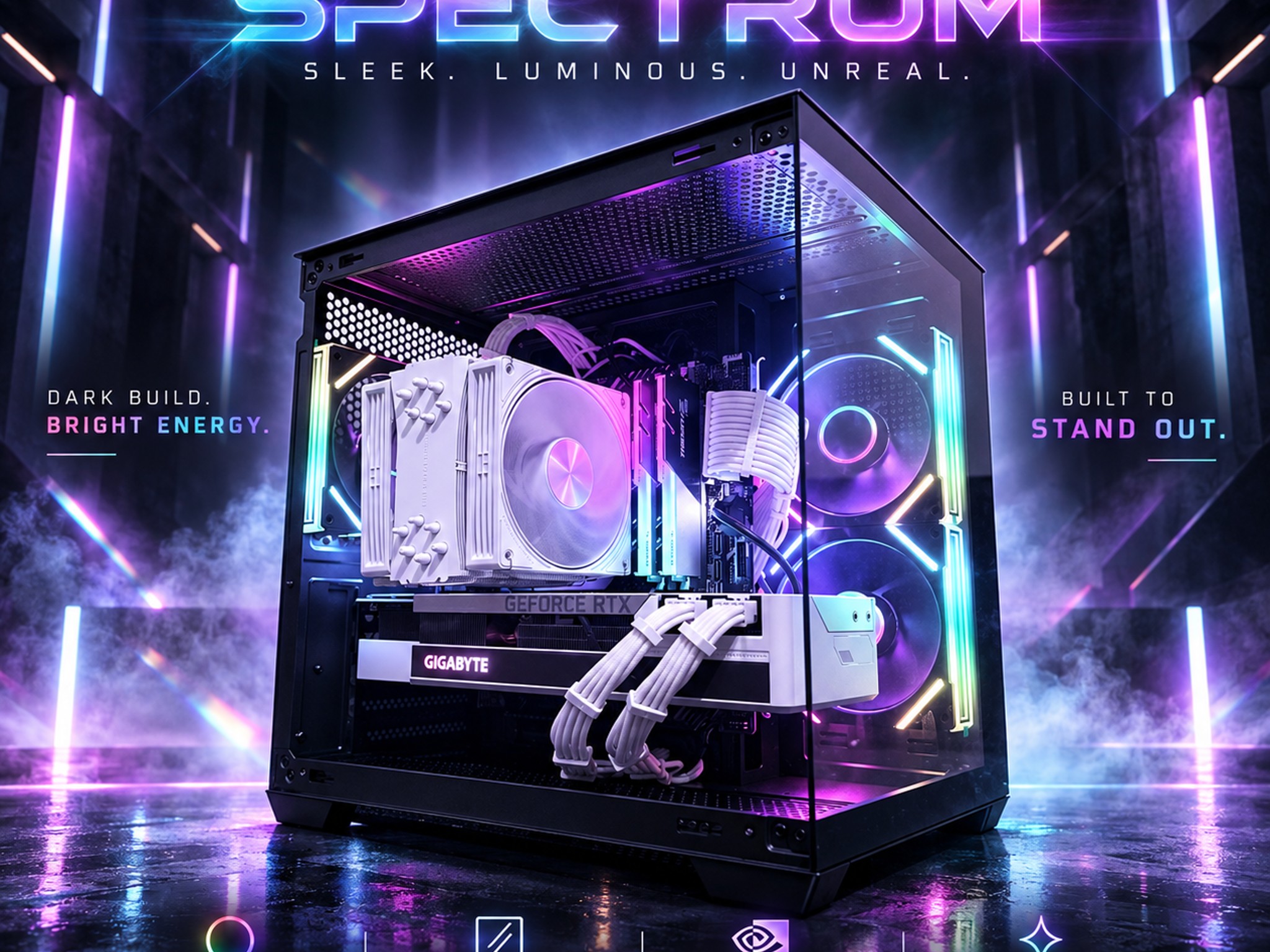 ⚪️"Ghost Spectrum"🌈| 1440p Gaming | RTX 3080 | i7 11700 | 32GB Ram | 1TB SSD | Free ShIpping