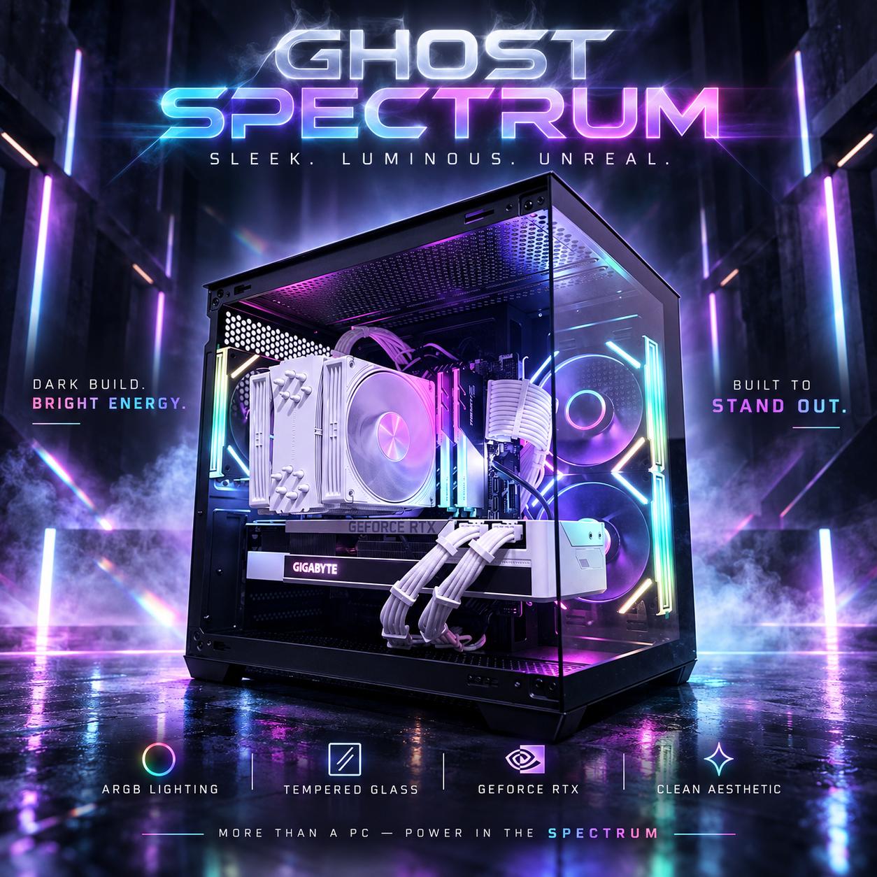 ⚪️"Ghost Spectrum"🌈| 1440p Gaming | RTX 3080 | i7 11700 | 32GB Ram | 1TB SSD | Free ShIpping