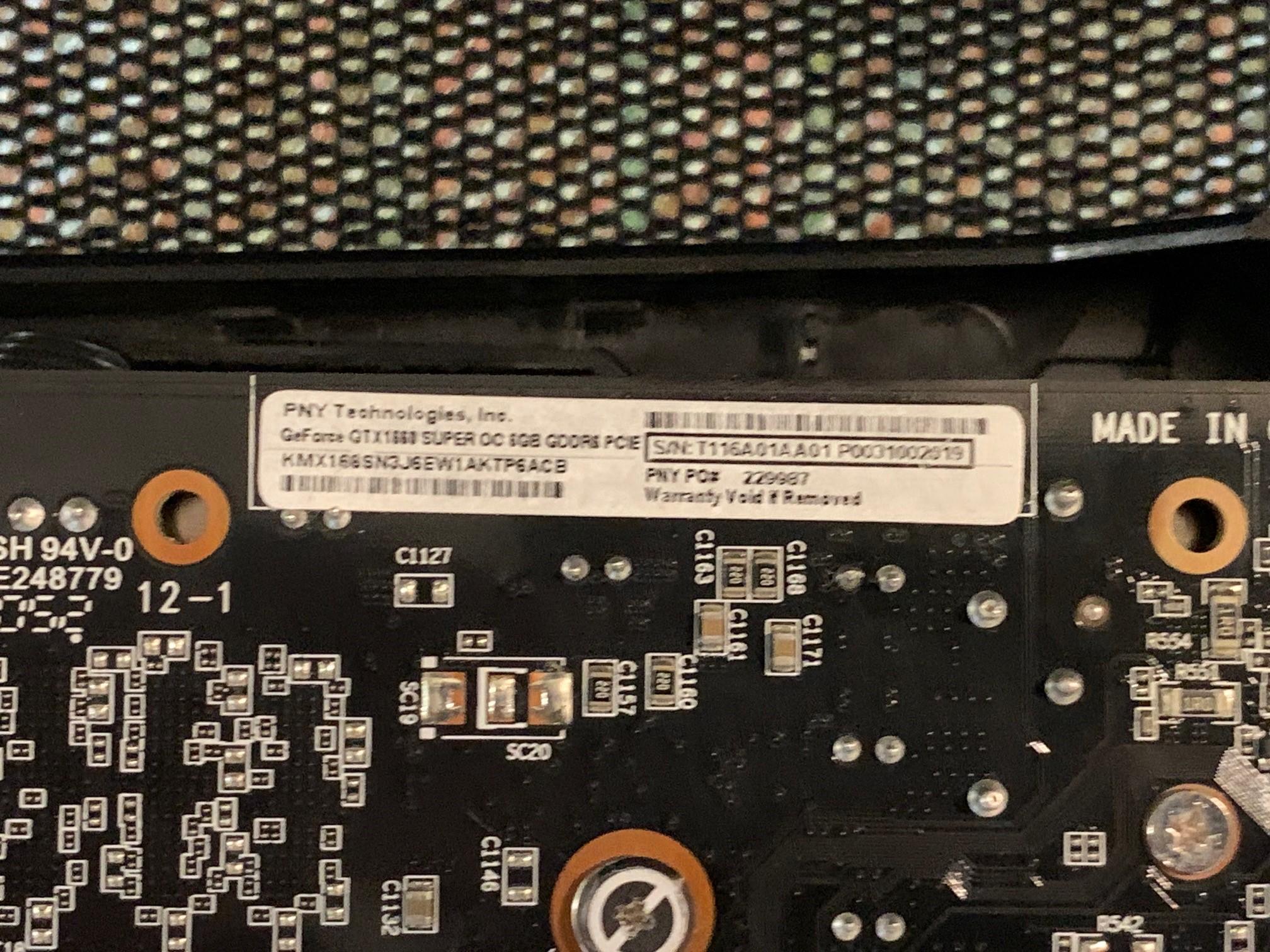 PNY GeForce GTX 1660 SUPER 6GB XLR8 Gaming Overclocked Edition, Used.