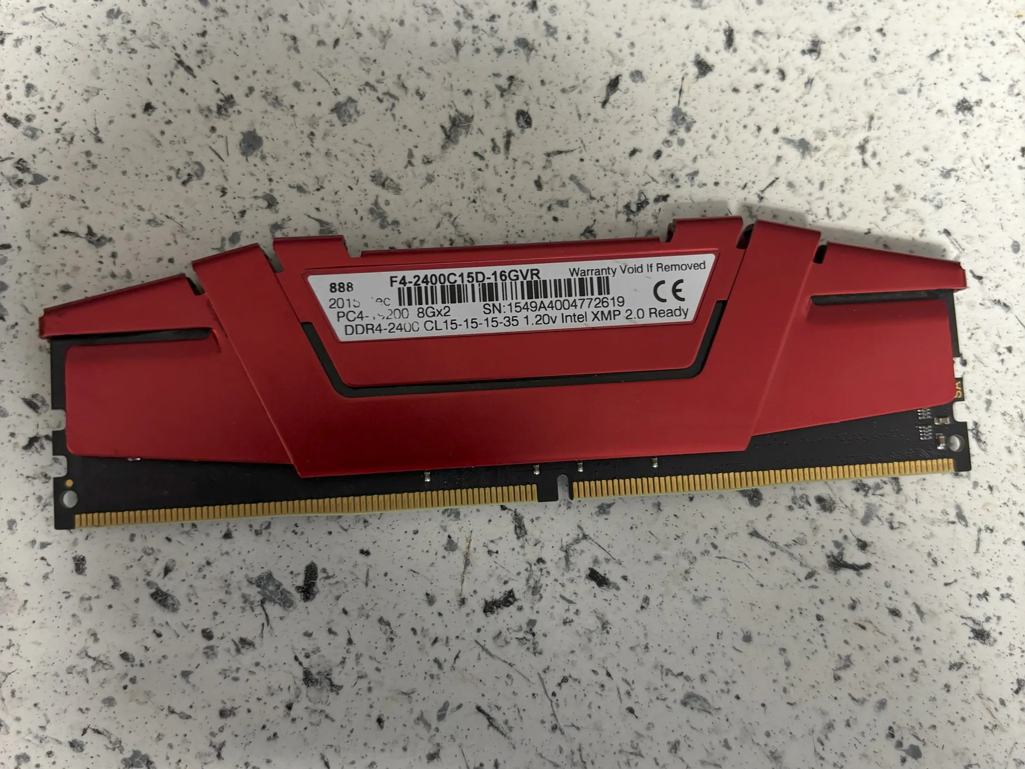 G Skill Ripjaws V 1 x 8GB Ram PC4 21300 DDR4 2400 MHz 1.2V CL15 Desktop Memory