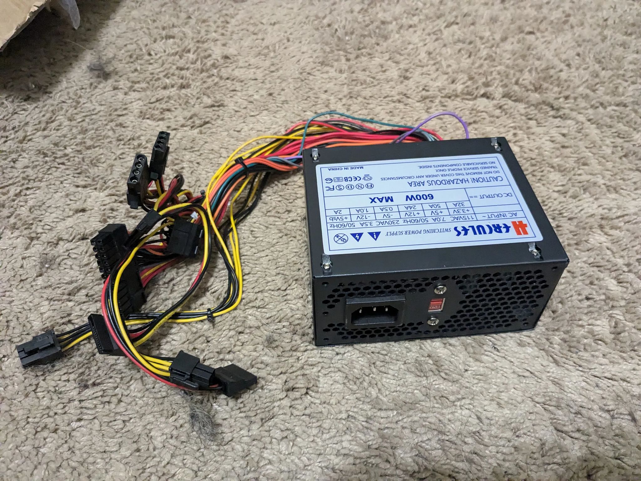 Hercules 600W MATX Micro ATX Power Supply PSU