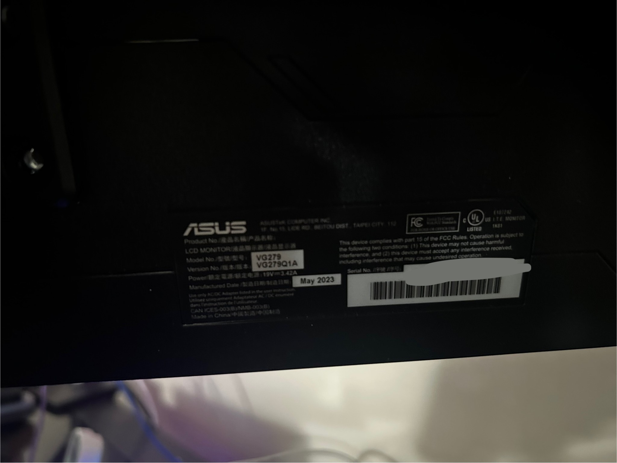ASUS 27" Full HD (1920 x 1080) 165Hz Gaming Monitor (VG279Q1A)