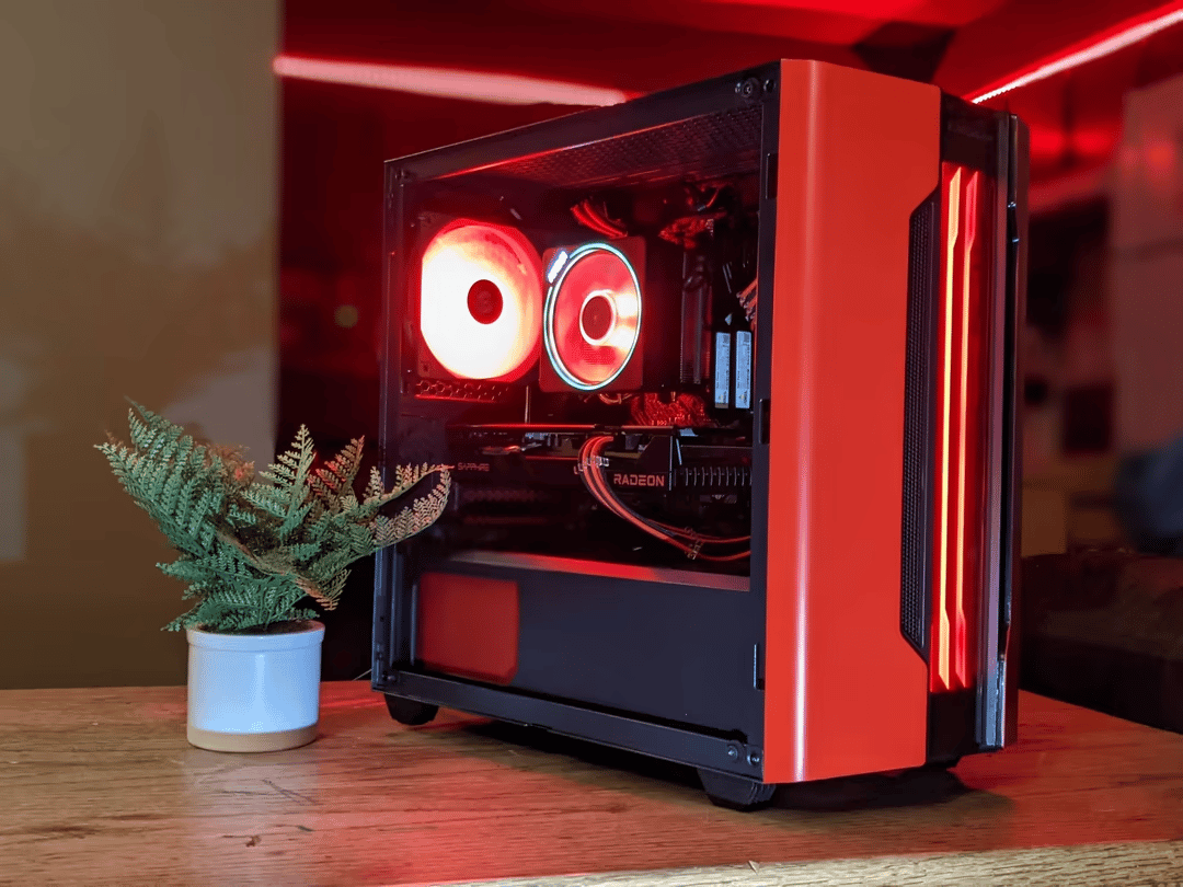 Ryzen 7 RX 6600xt AMD Red gaming and streaming PC