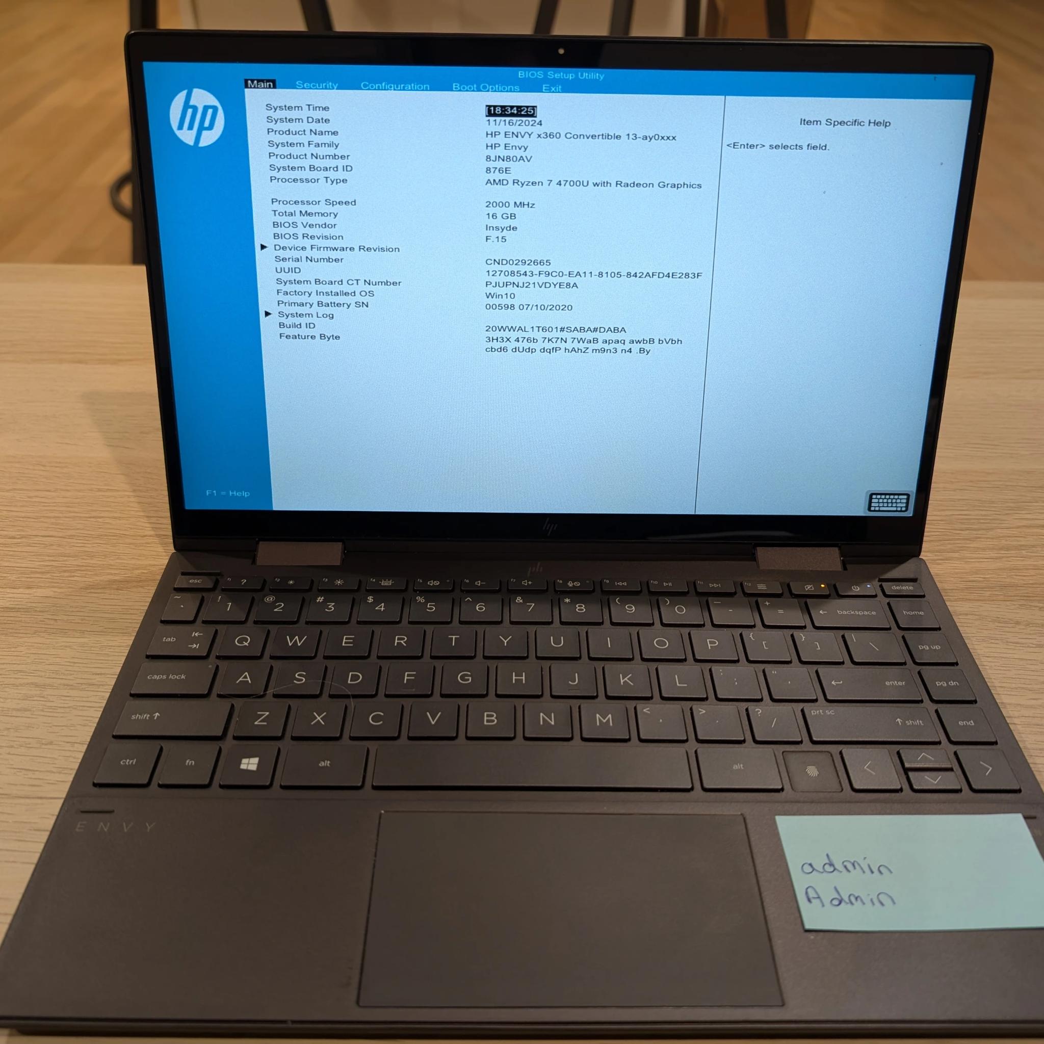HP Envy x360 13" Laptop, 8 cores, 16GB RAM