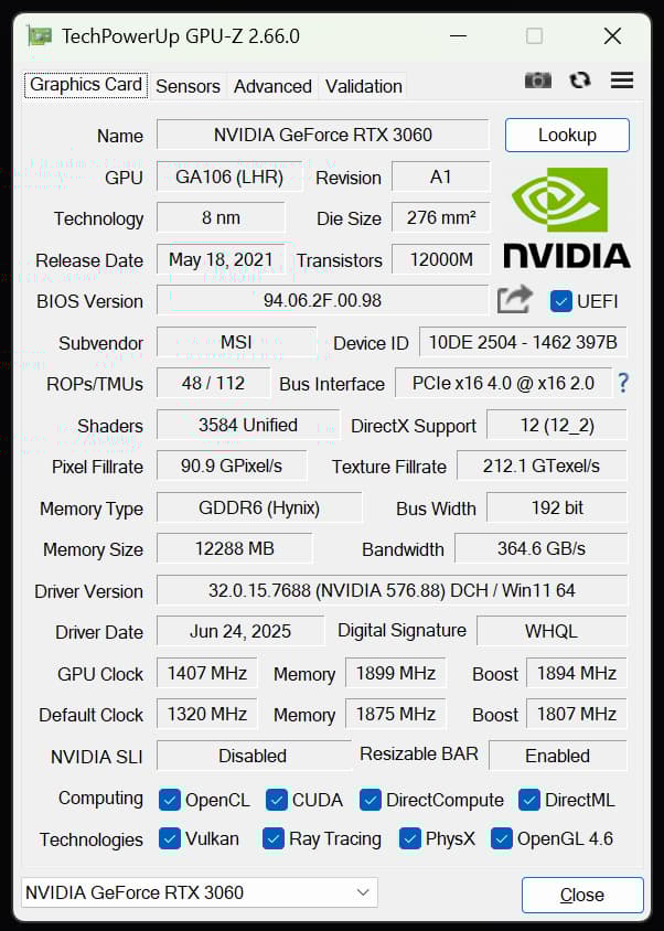 MSI Ventus RTX 3060 12GB triple Fan | with box and is in good condition