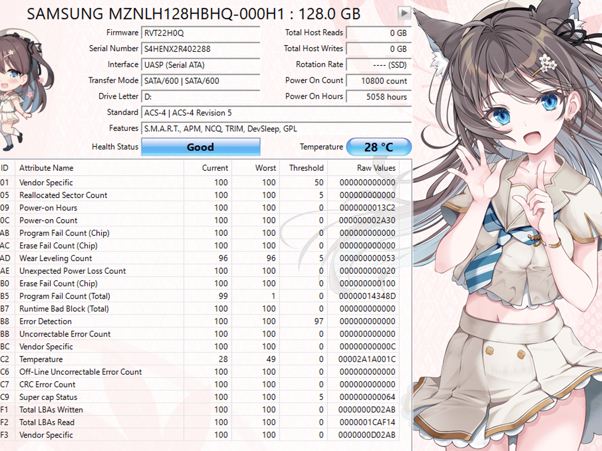 Samsung 128GB M.2 SATA SSD PM871b Tested Working