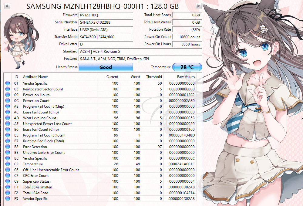 Samsung 128GB M.2 SATA SSD PM871b Tested Working