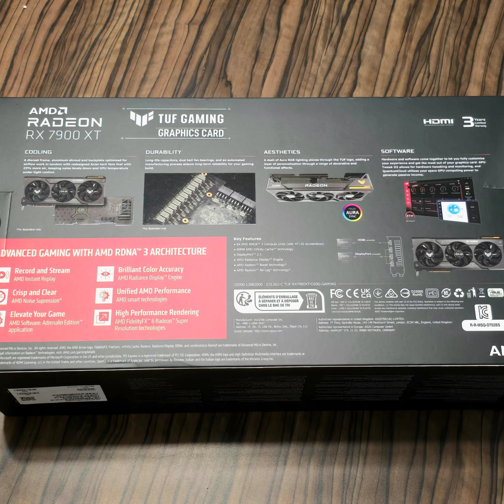 NEW ASUS TUF Gaming AMD Radeon RX 7900 XT OC 20GB (TUF-RX7900XT-O20G-GAMING)