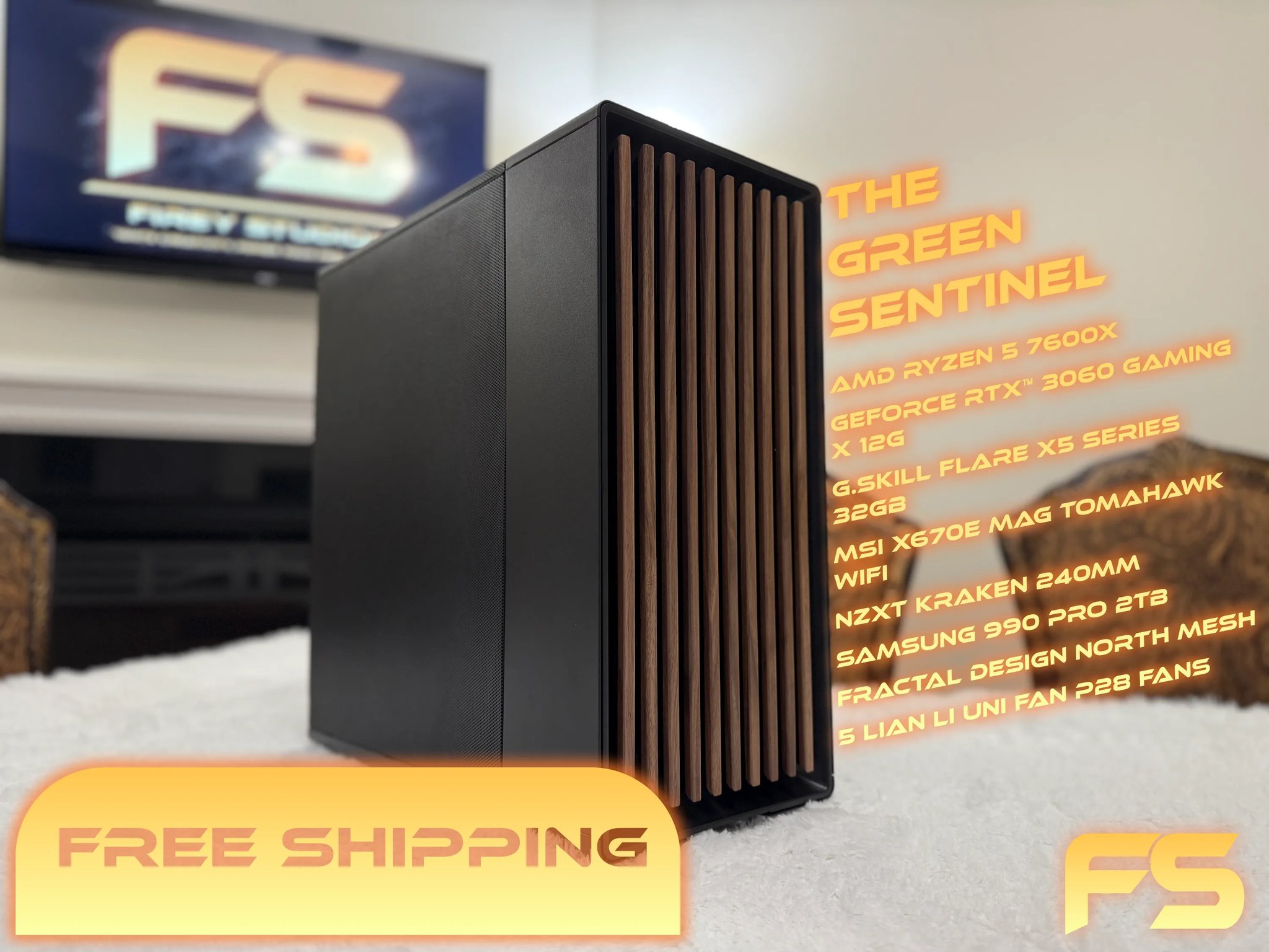 The Green Sentinel | 7600X | RTX 3060 | 32 GB DRR5-6000 | 2 TB SSD | 1080p and 1440p Gaming PC