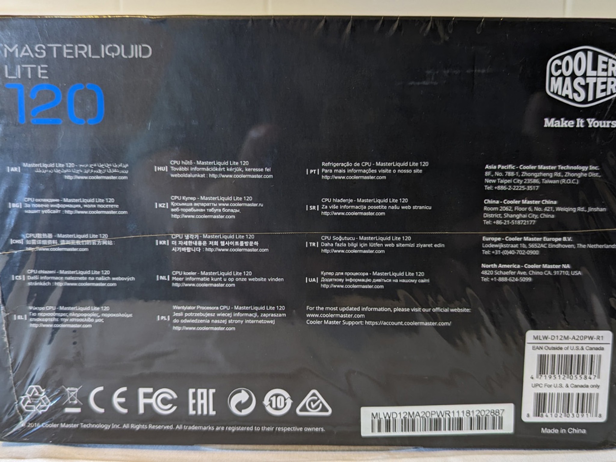 NIB - Cooler Master MasterLiquid Lite 120 AIO CPU cooler + an added CM Sickleflow 120mm PWM ARGB Fan