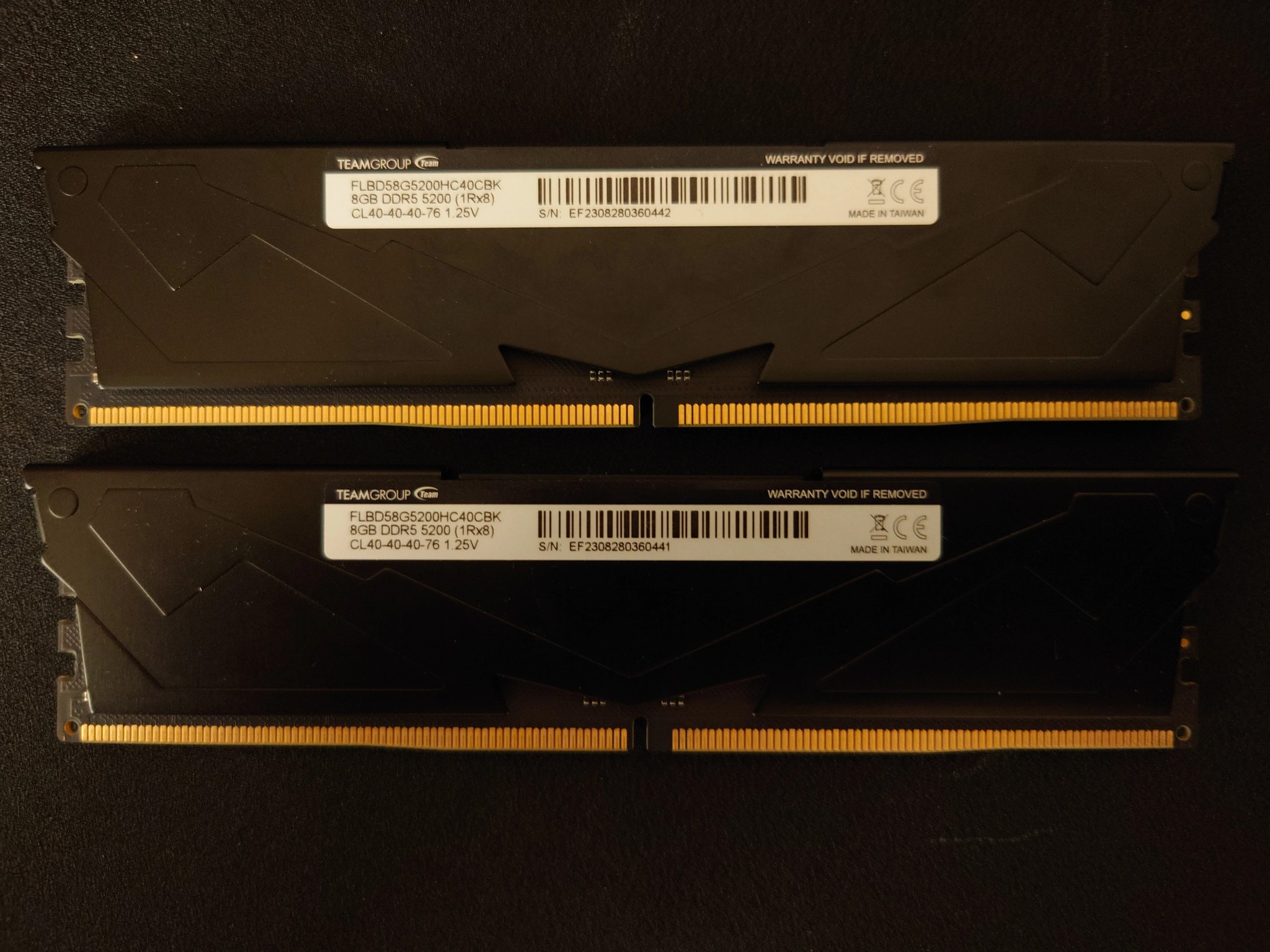 TEAMGROUP T-FORCE VULCAN 16GB (2x8GB) DDR5 RAM 5200MHz (FLBD58G5200HC40CBK)