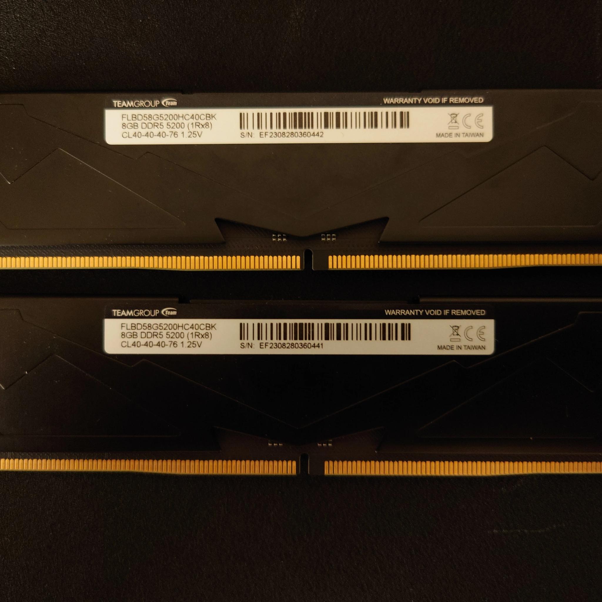 TEAMGROUP T-FORCE VULCAN 16GB (2x8GB) DDR5 RAM 5200MHz (FLBD58G5200HC40CBK)