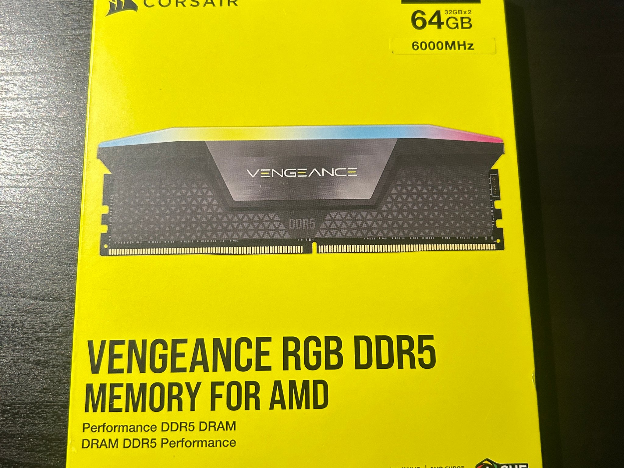 Corsair VENGEANCE RGB 64GB (2 x 32GB) DDR5-6000 CL30