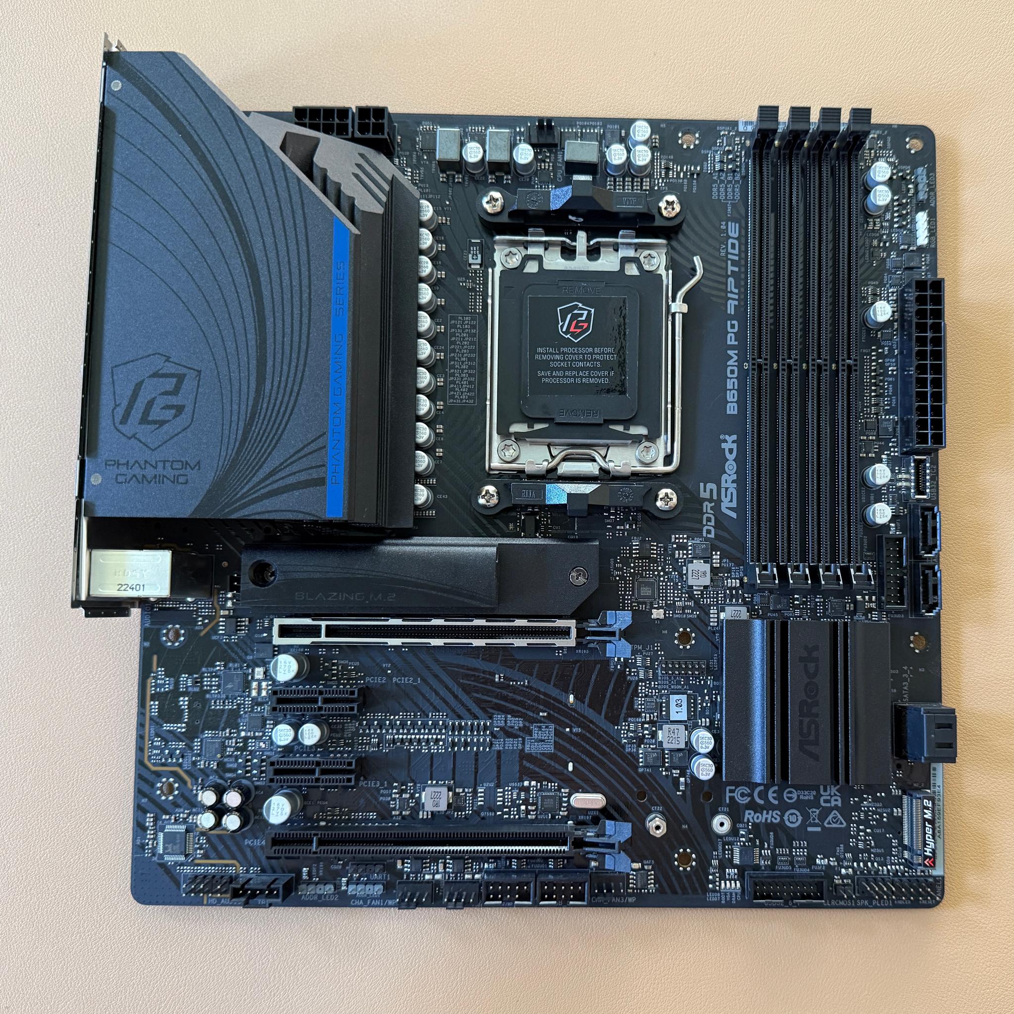 AMD Ryzen 5 7600X + Asrock B650M PG Riptide + GSkill 16GB 6000mhz DDR5 Combo - With Cooler