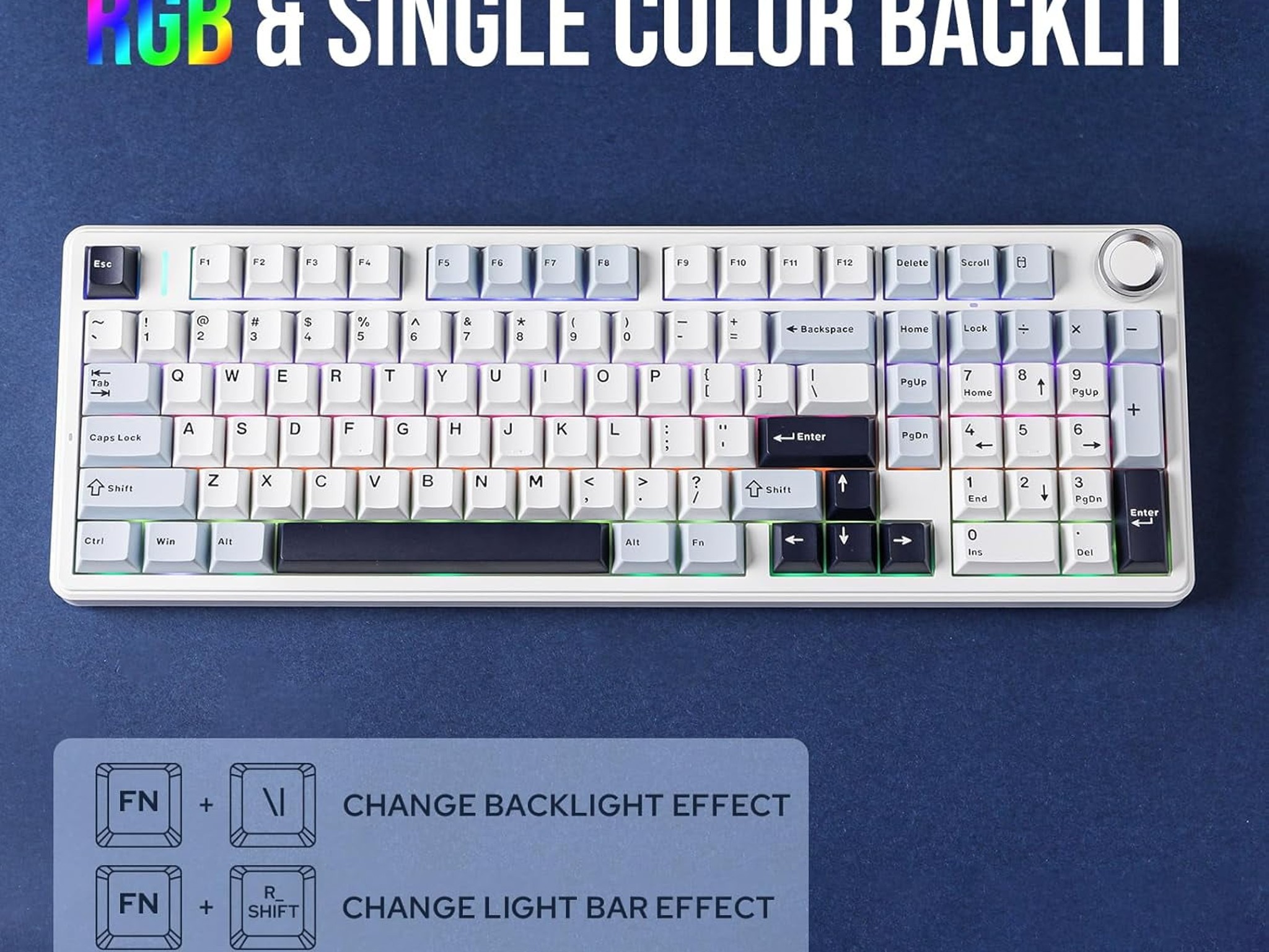 AULA F99 PRO (BRAND NEW) Blue White, Wireless Mechanical 95% LEOBOG Nimbus Switches w/ Knob