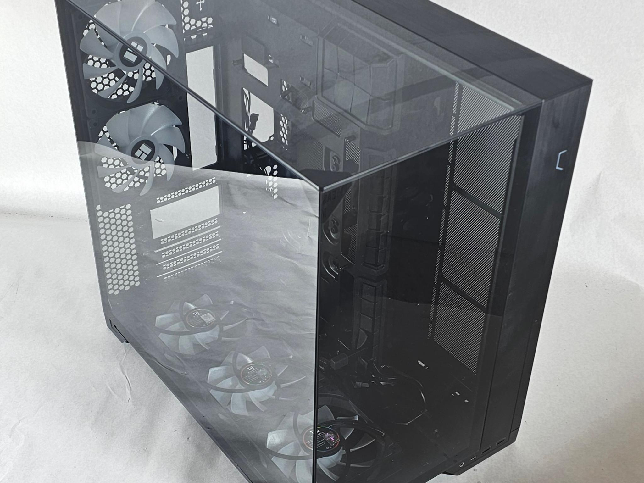 Black PC Case with Tempered Glass w/ 5 Fans