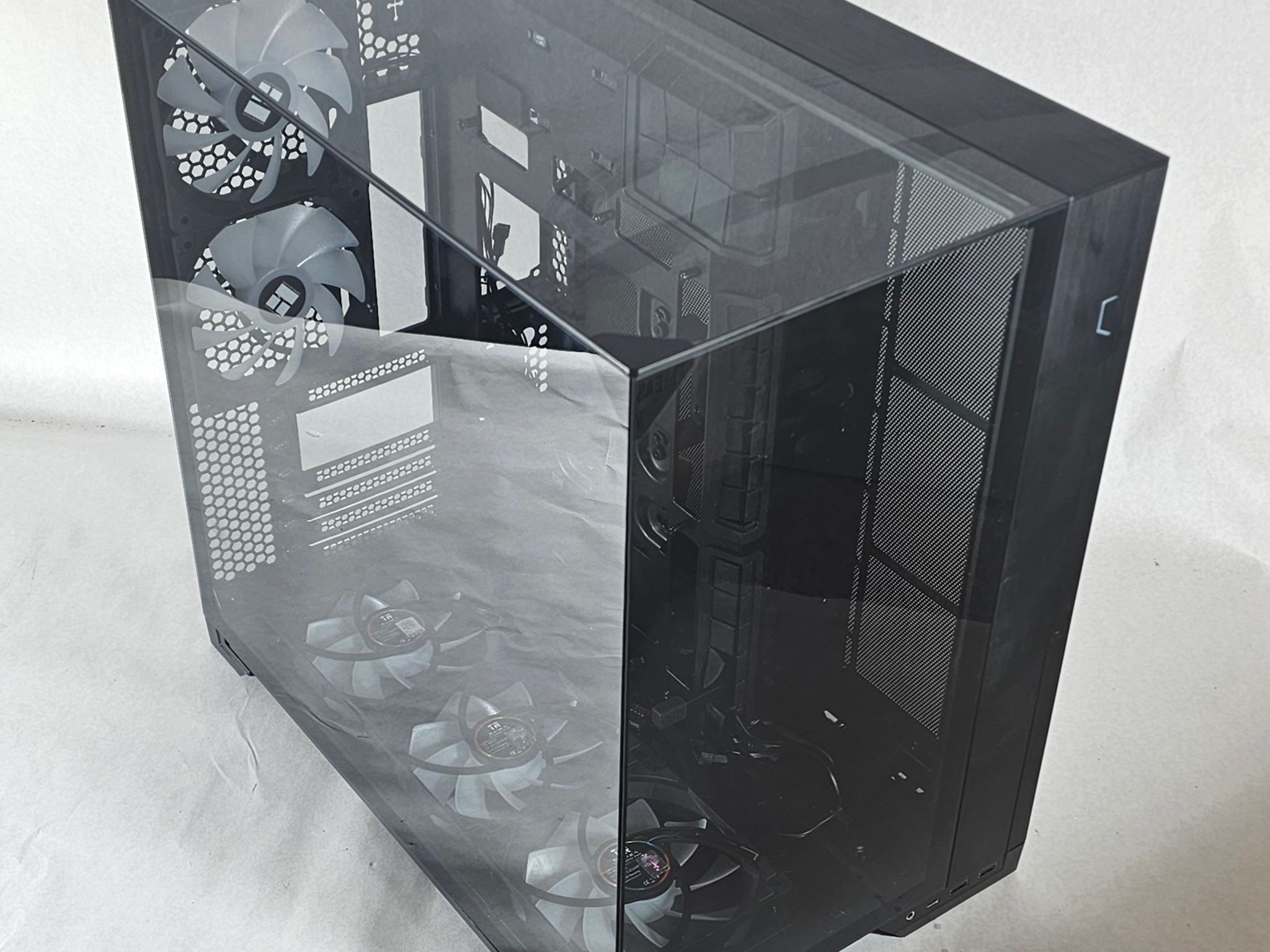 Black PC Case with Tempered Glass w/ 5 Fans