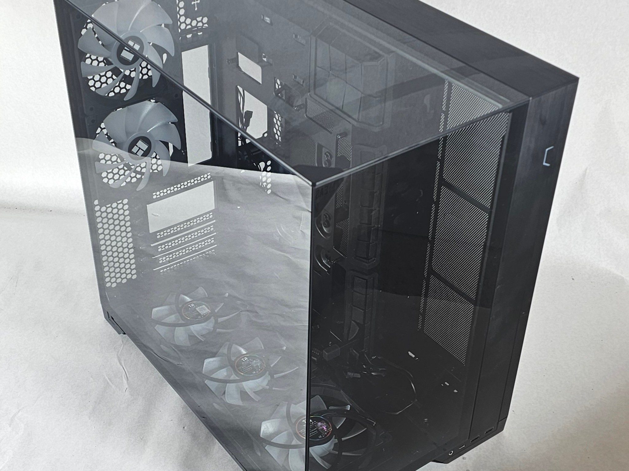 Black PC Case with Tempered Glass w/ 5 Fans