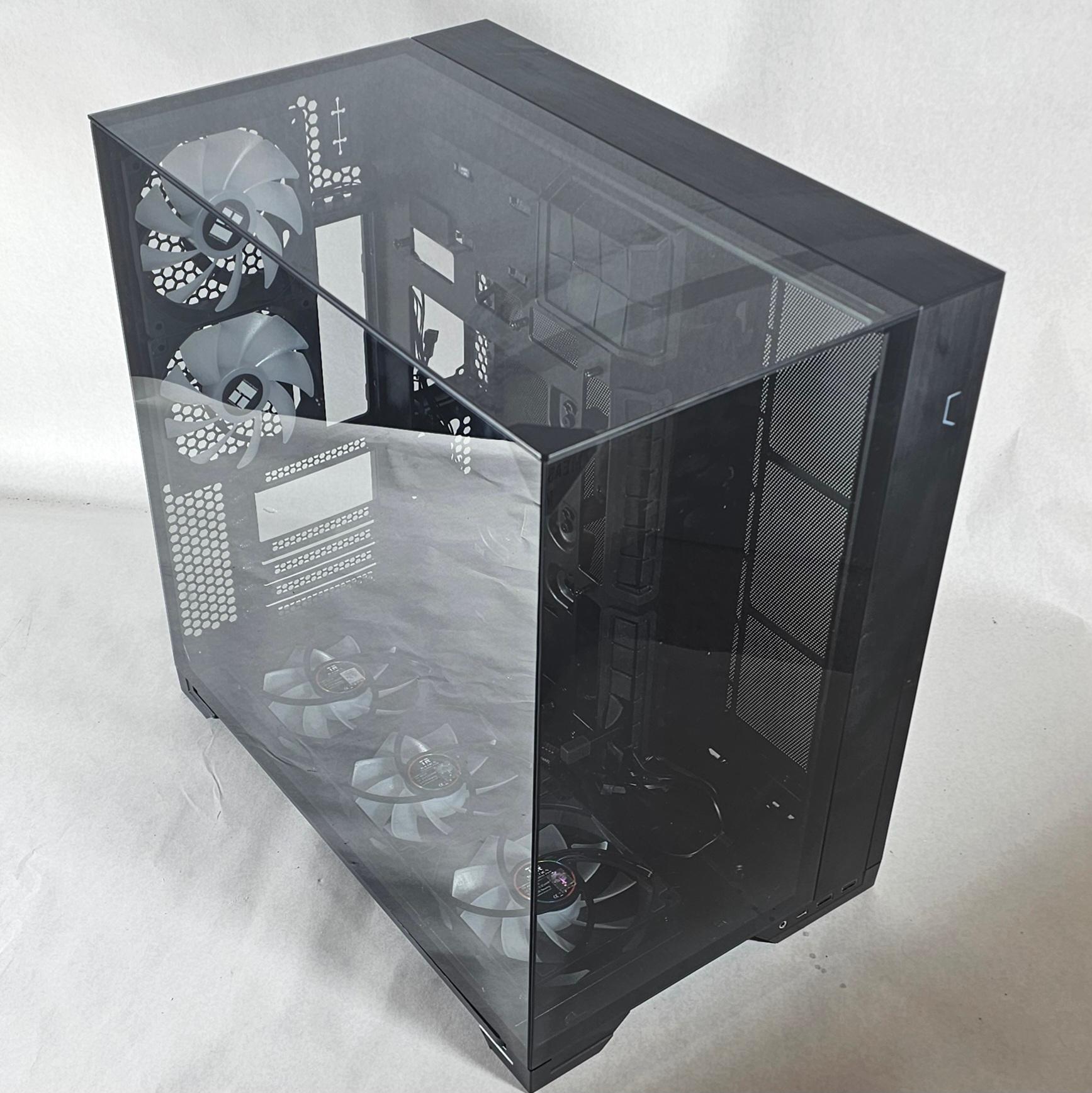 Black PC Case with Tempered Glass w/ 5 Fans