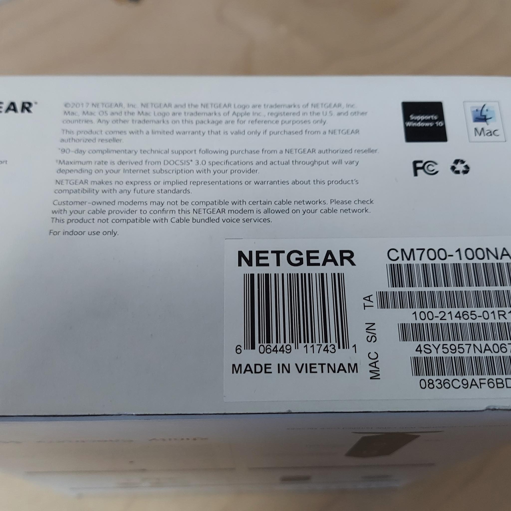 NETGEAR Cable Modem CM700 - Compatible with All Cable Providers Xfinity, Spectrum, Cox | DOCSIS 3.0