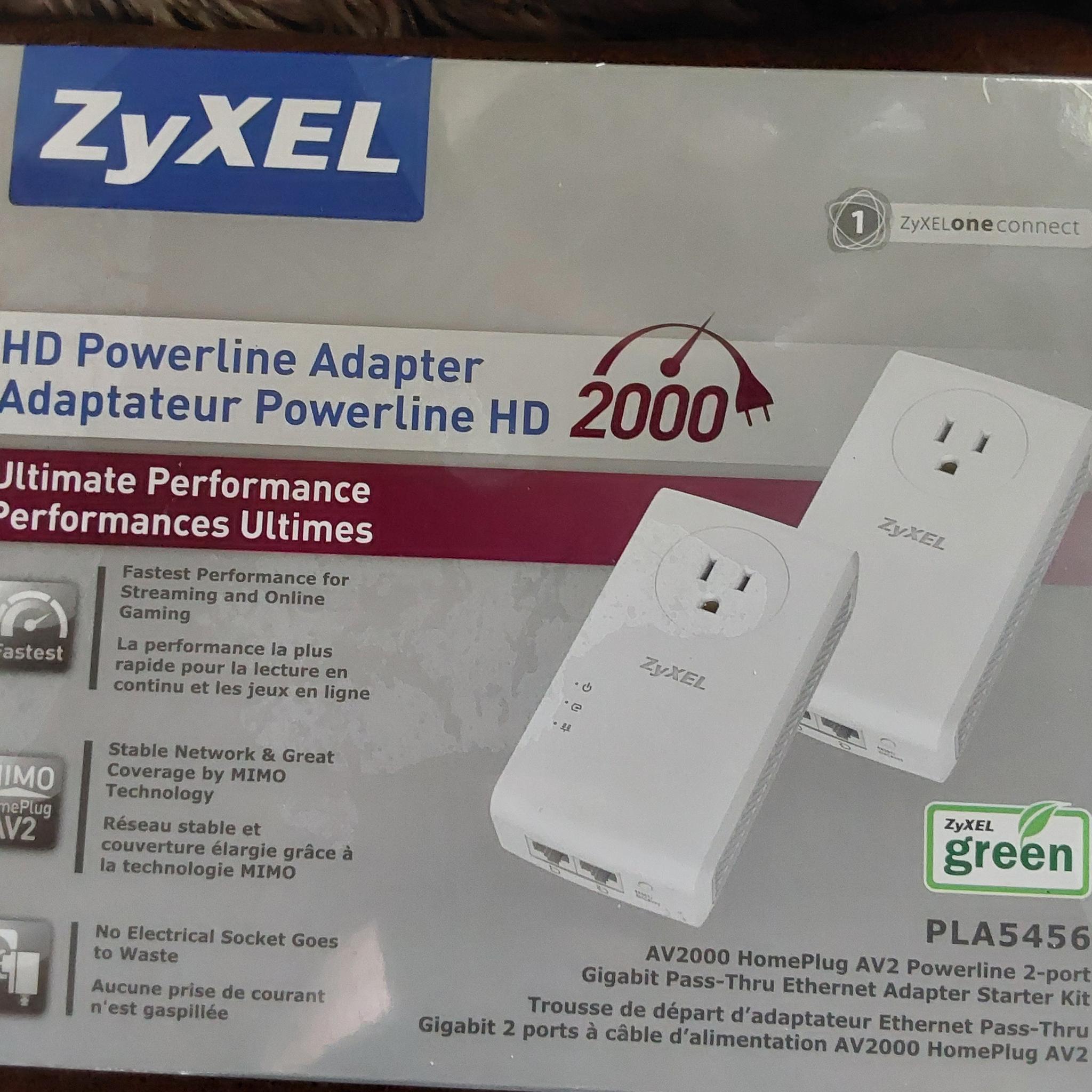 NEW ZyXEL PLA5456 POWERLINE 2-PORT 2000Mbps GIGABIT ETHERNET ADAPTERS