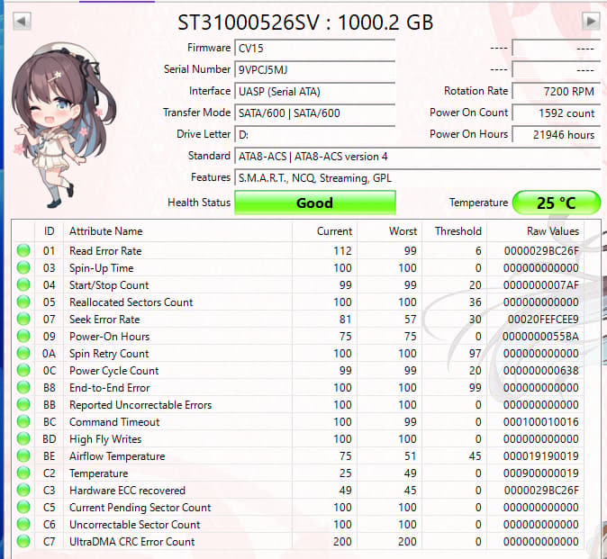 Seagate SV35 1TB 7200RPM SATA Surveillance Hard Drive | Tested & Healthy