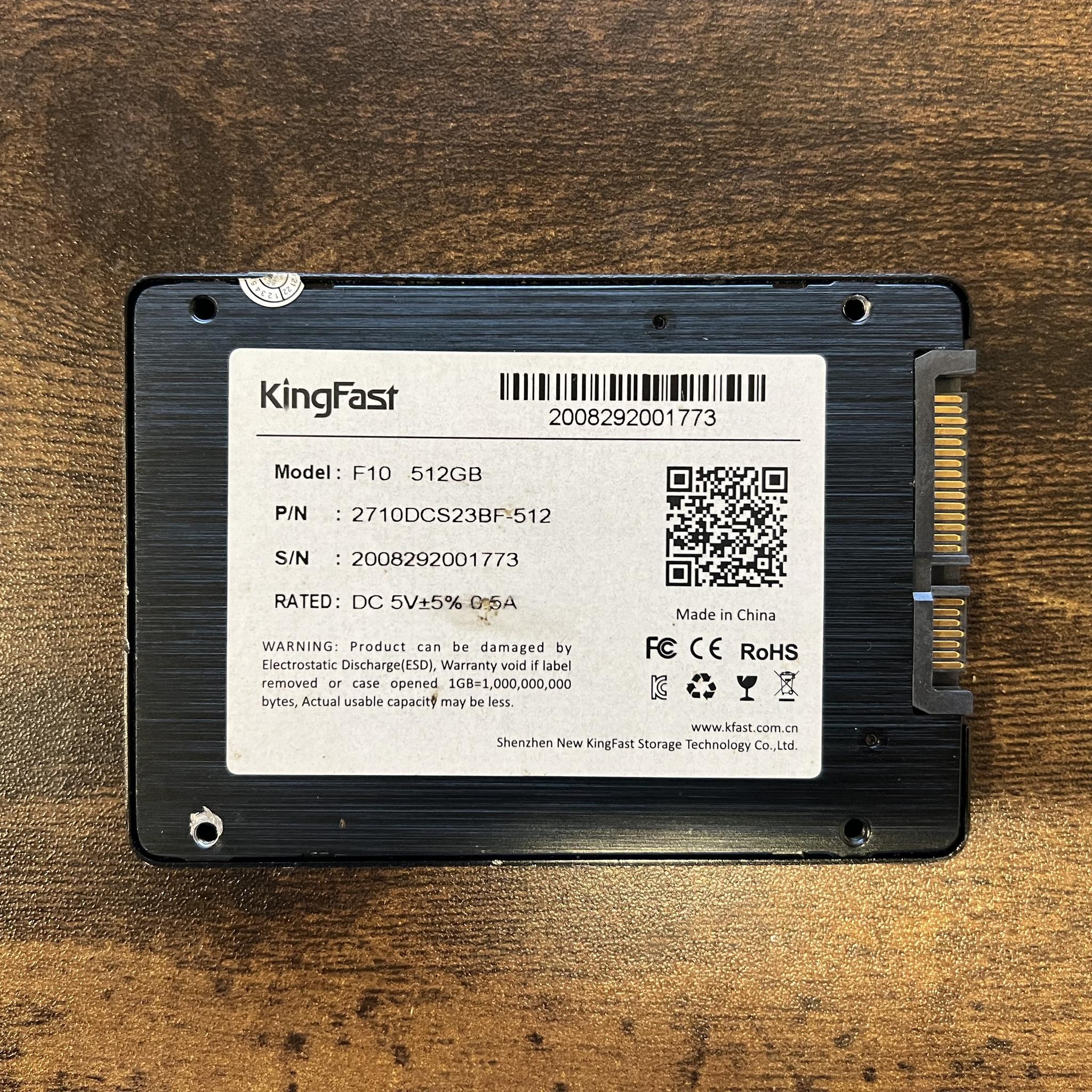 KingFast 512GB 2.5 Inch SATA SSD 92% Health