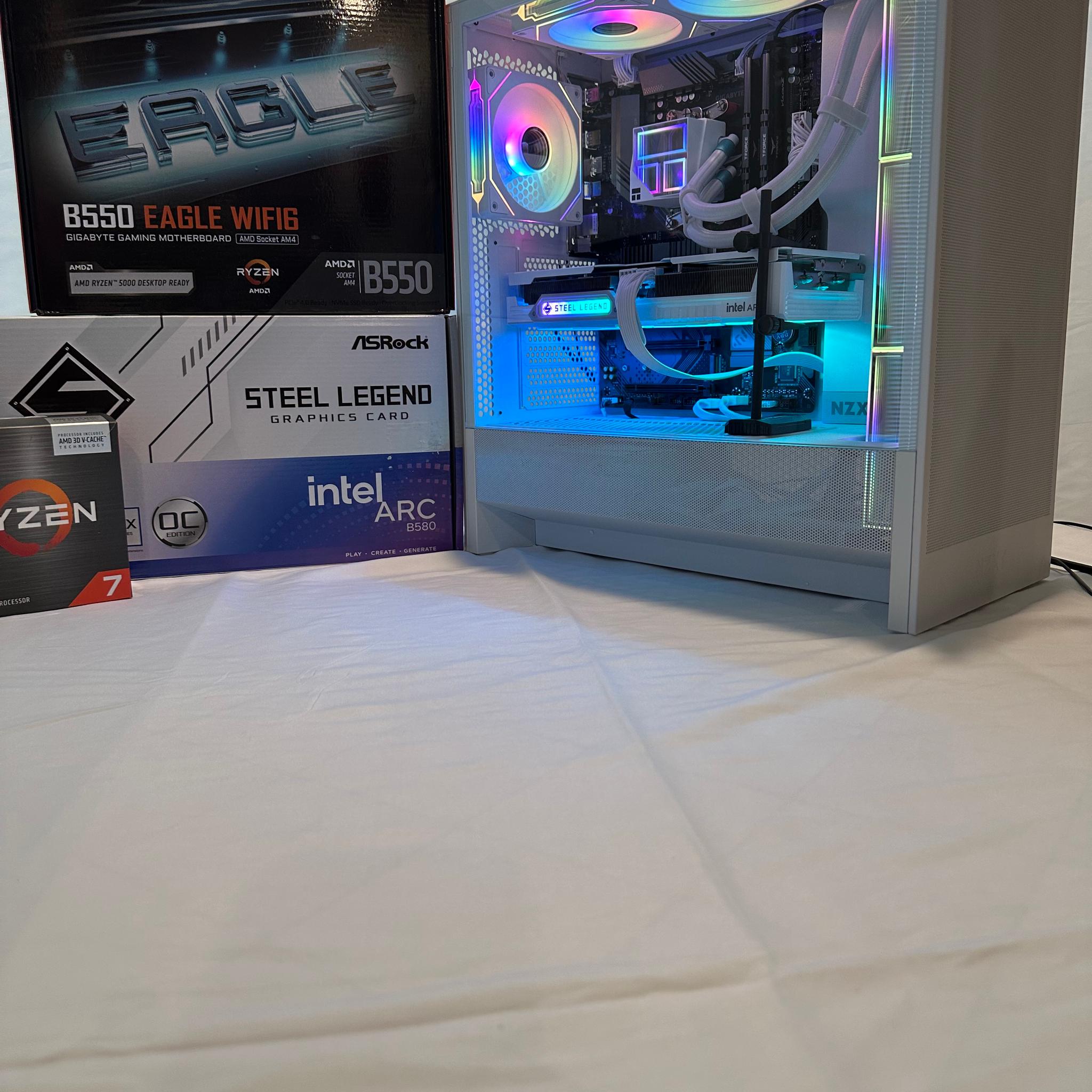 R7 5700X3D / ASRock Steel Legend OC Edition (Intel) ARC B580 12GB - Mid Tower Gaming PC